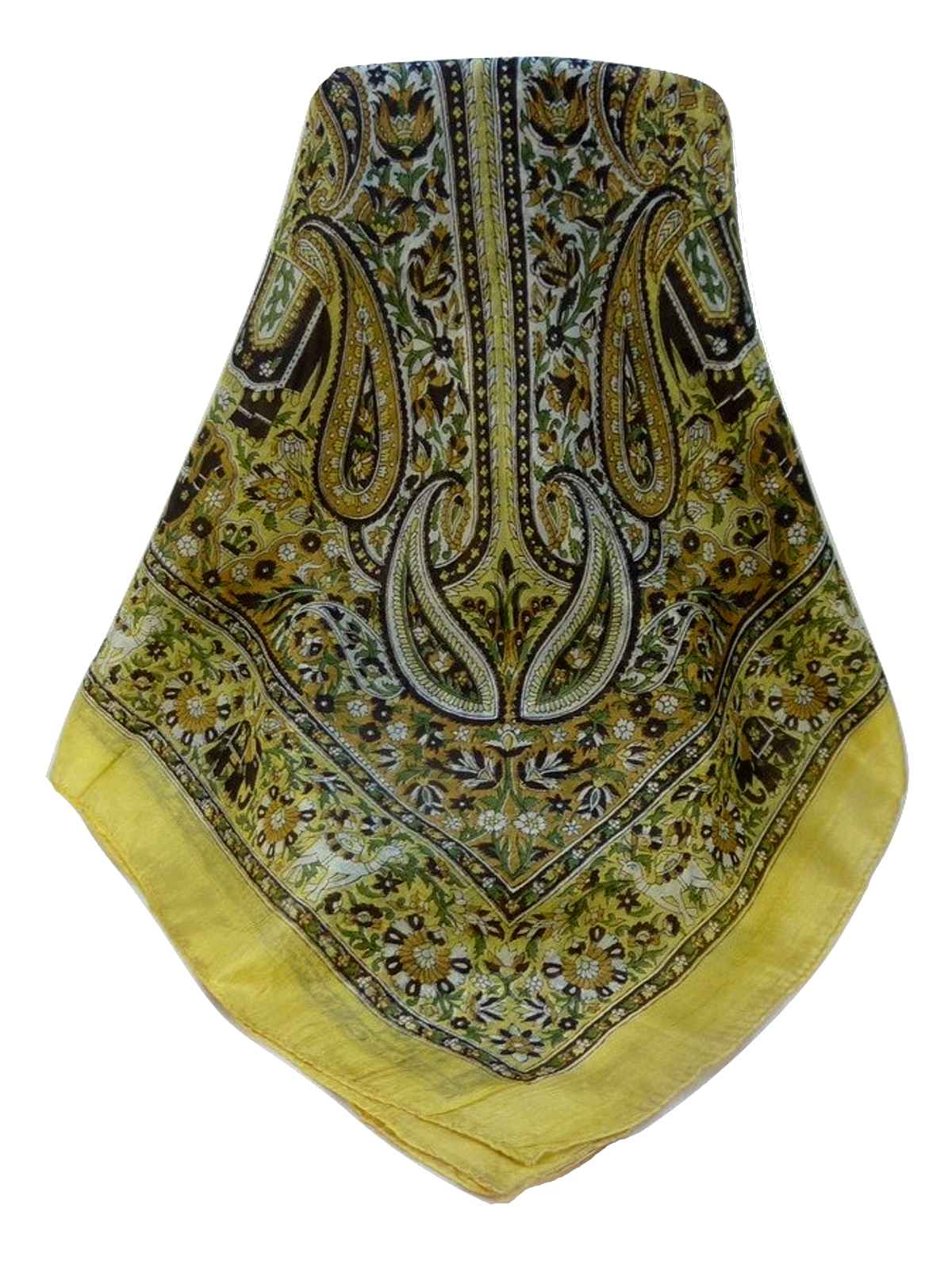 Mulberry Silk Traditional Square Scarf Venaji Gold by Pashmina & Silk