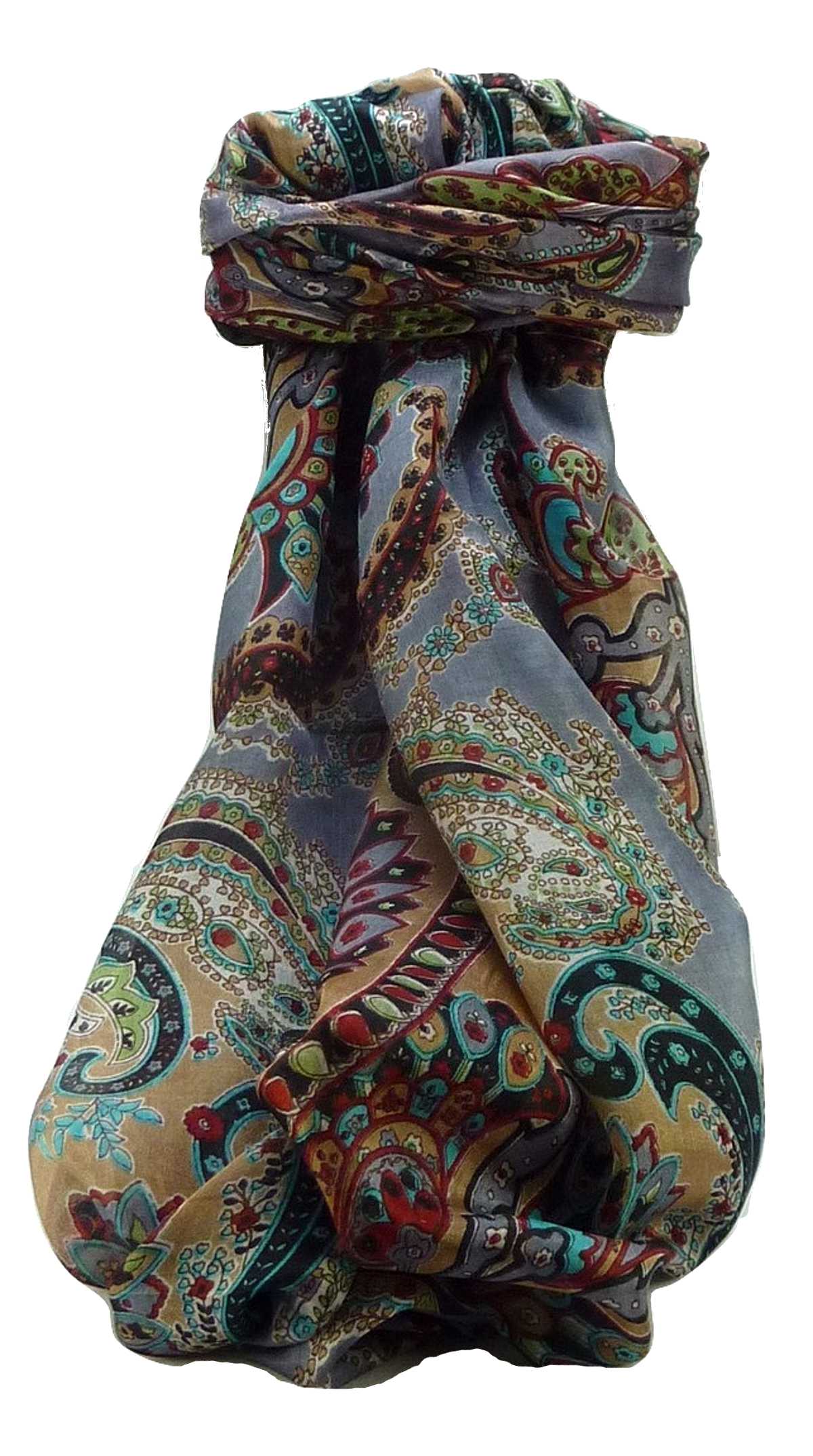 Mulberry Silk Traditional Long Scarf Shipra Black by Pashmina & Silk