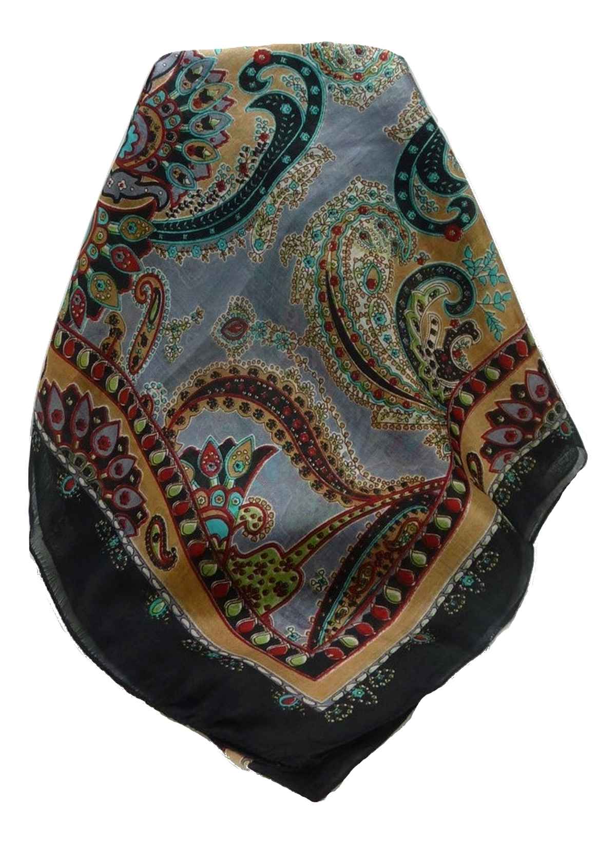 Mulberry Silk Traditional Long Scarf Shipra Black by Pashmina & Silk