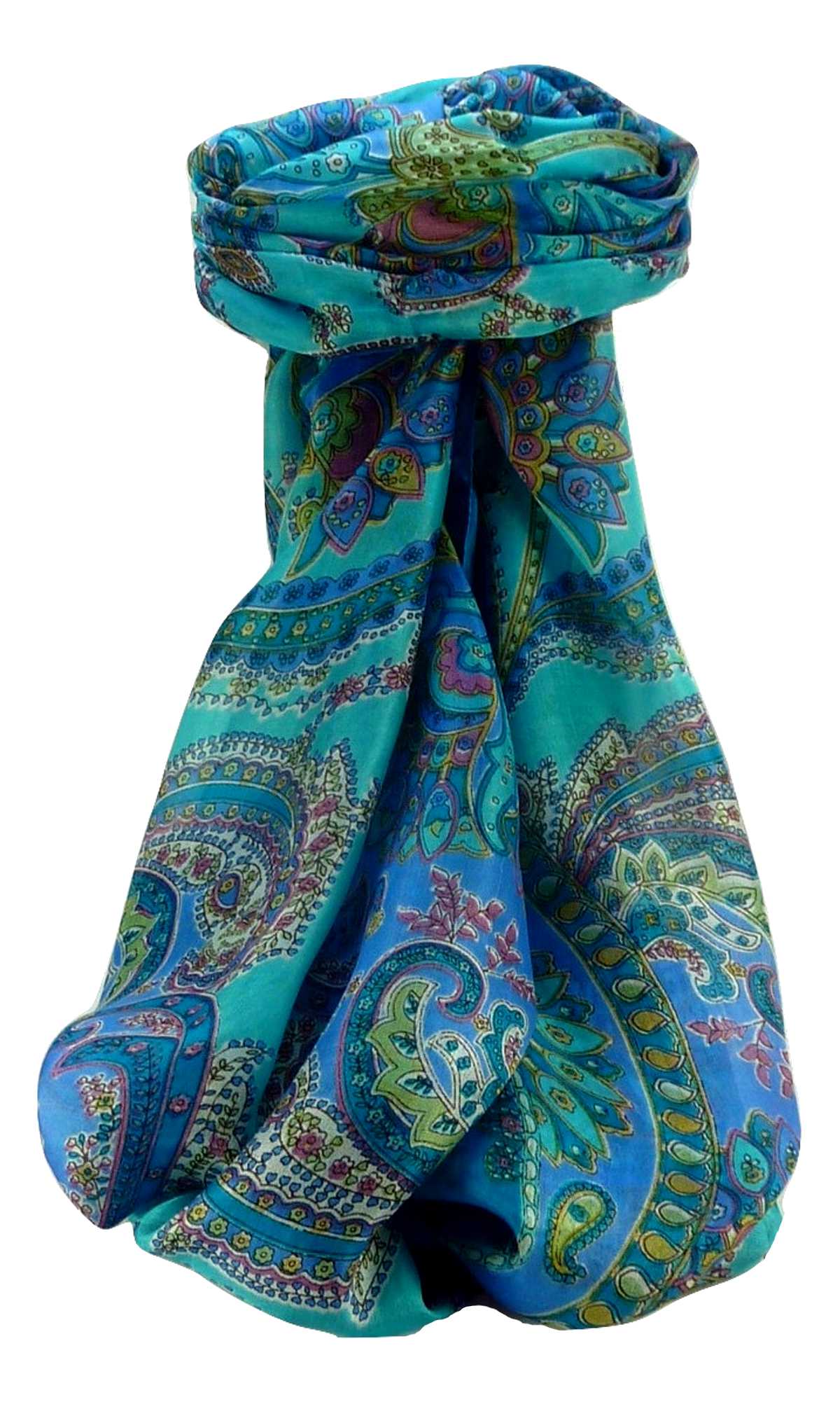 Mulberry Silk Traditional Long Scarf Shipra Aqua by Pashmina & Silk
