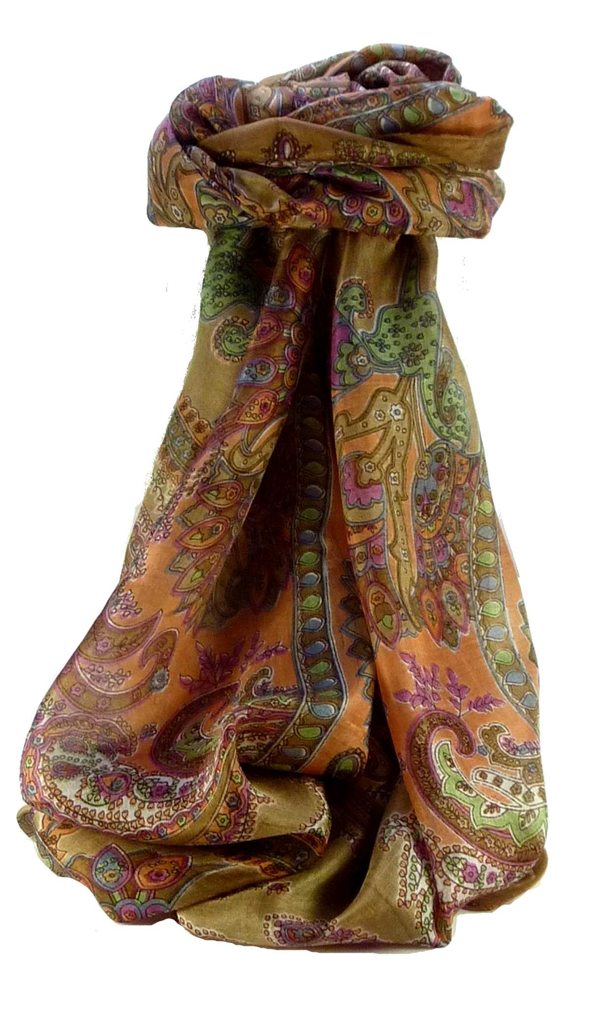 Mulberry Silk Traditional Long Scarf Shipra Chestnut by Pashmina & Silk