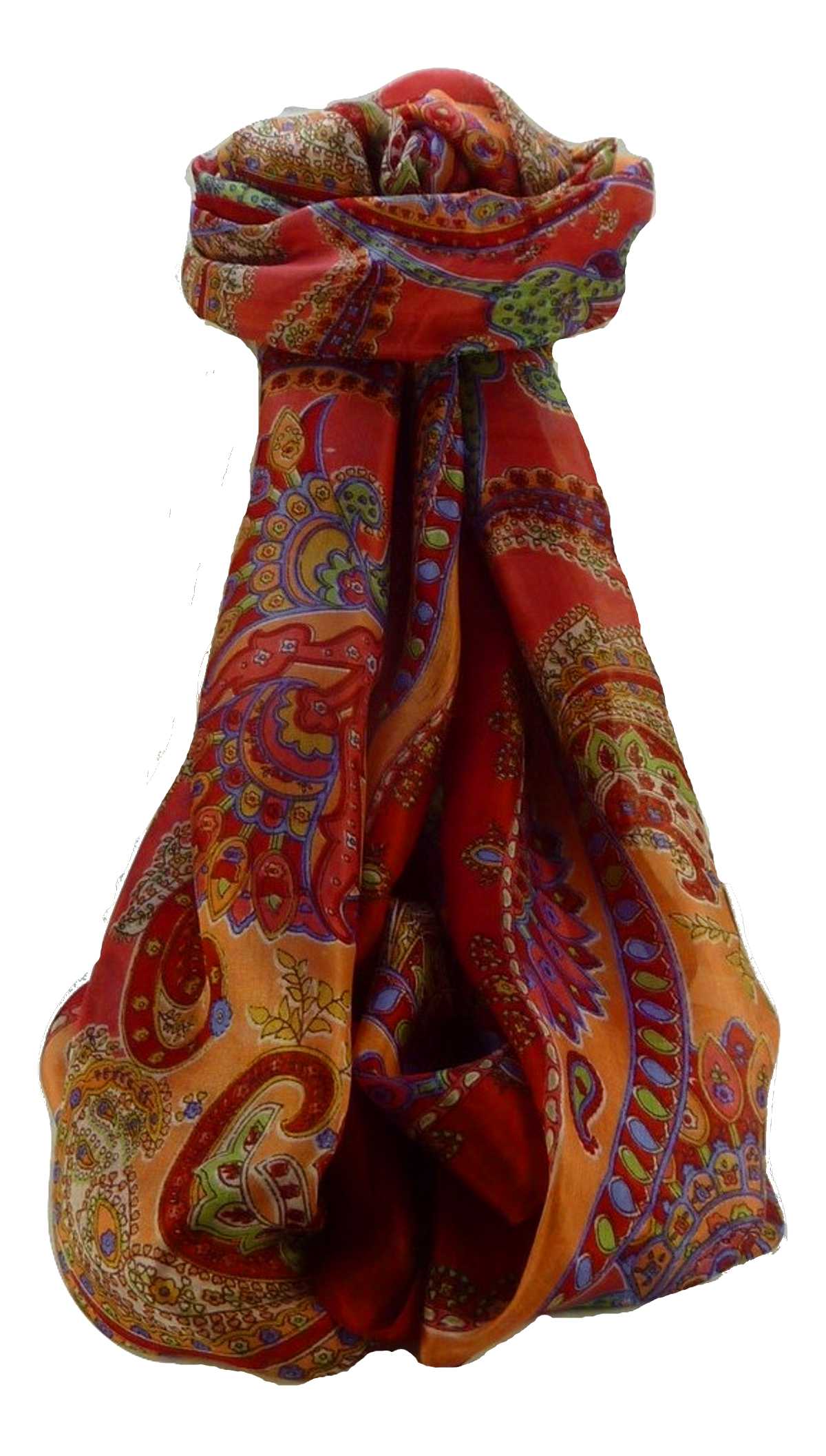 Mulberry Silk Traditional Long Scarf Shipra Scarlet by Pashmina & Silk