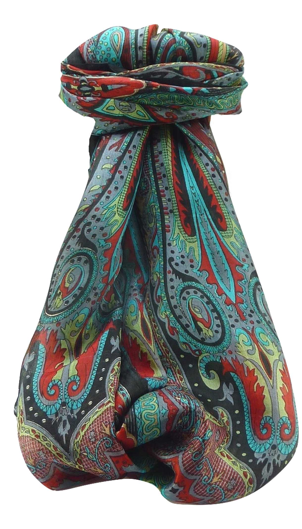 Tradizionale Sciarpa Longa di Seta Chadar Black di Pashmina & Silk