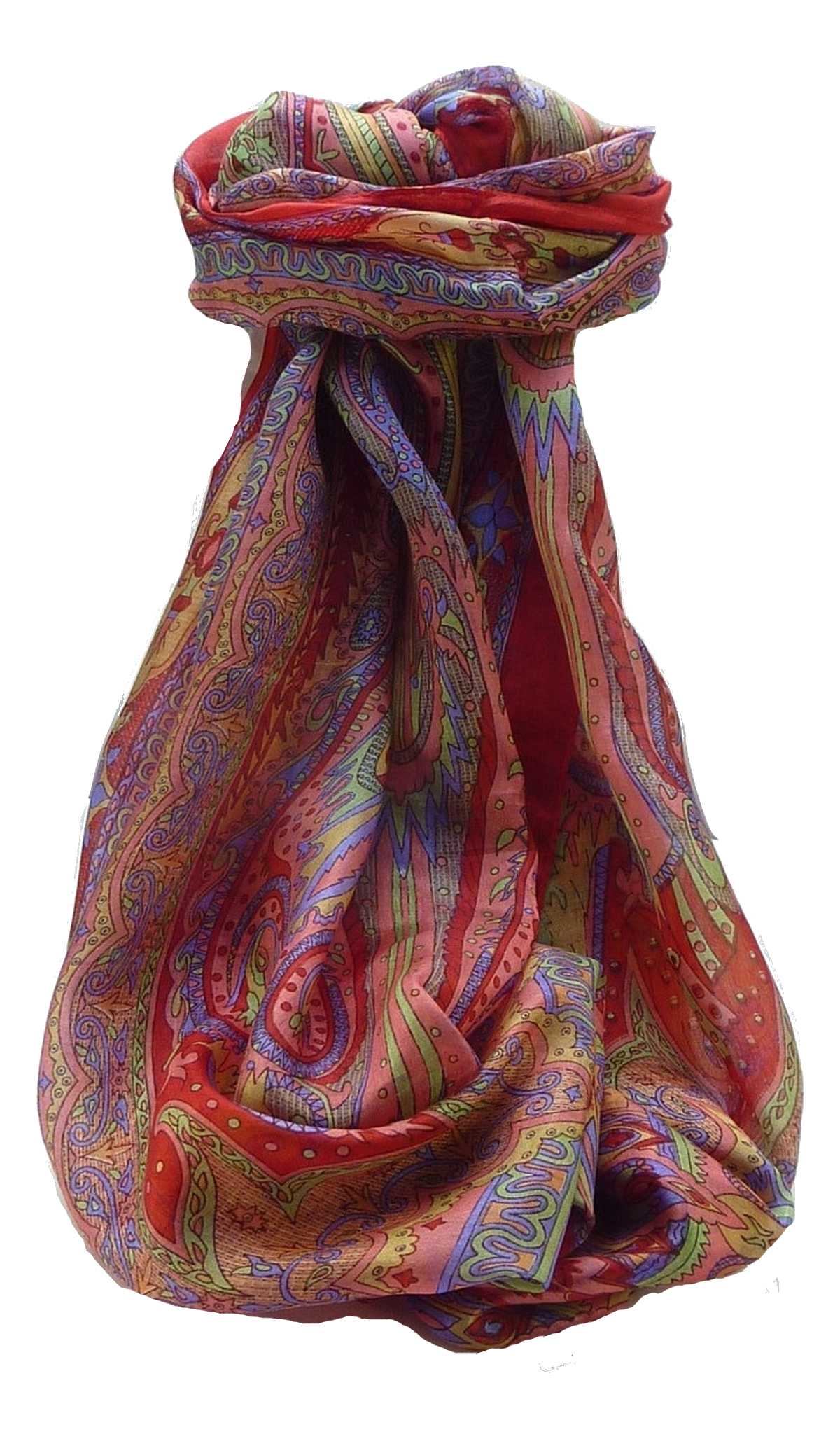 Tradizionale Sciarpa Longa di Seta Chadar Scarlet di Pashmina & Silk