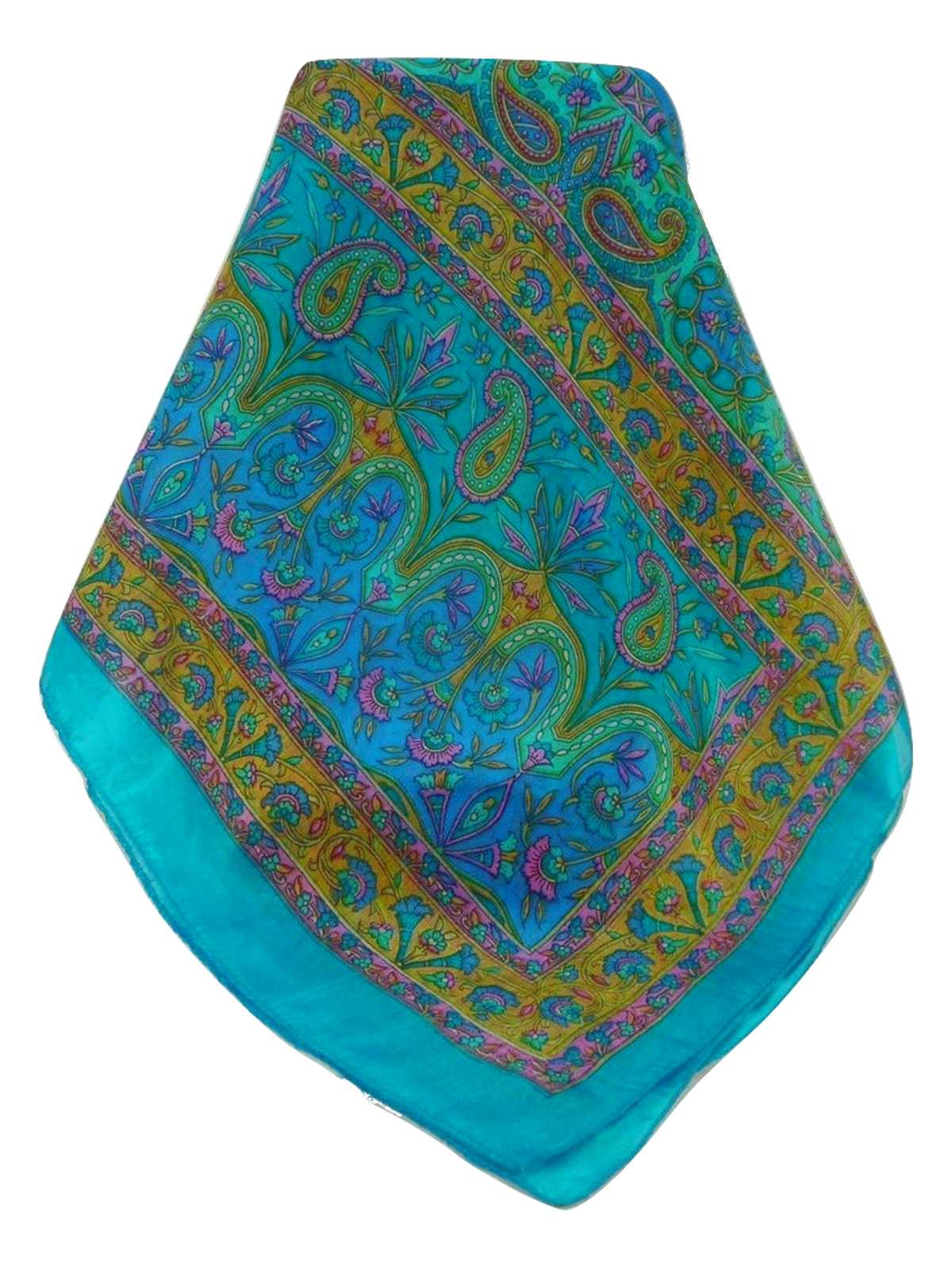 Tradizionale Sciarpa Longa di Seta Sarayu Aqua di Pashmina & Silk