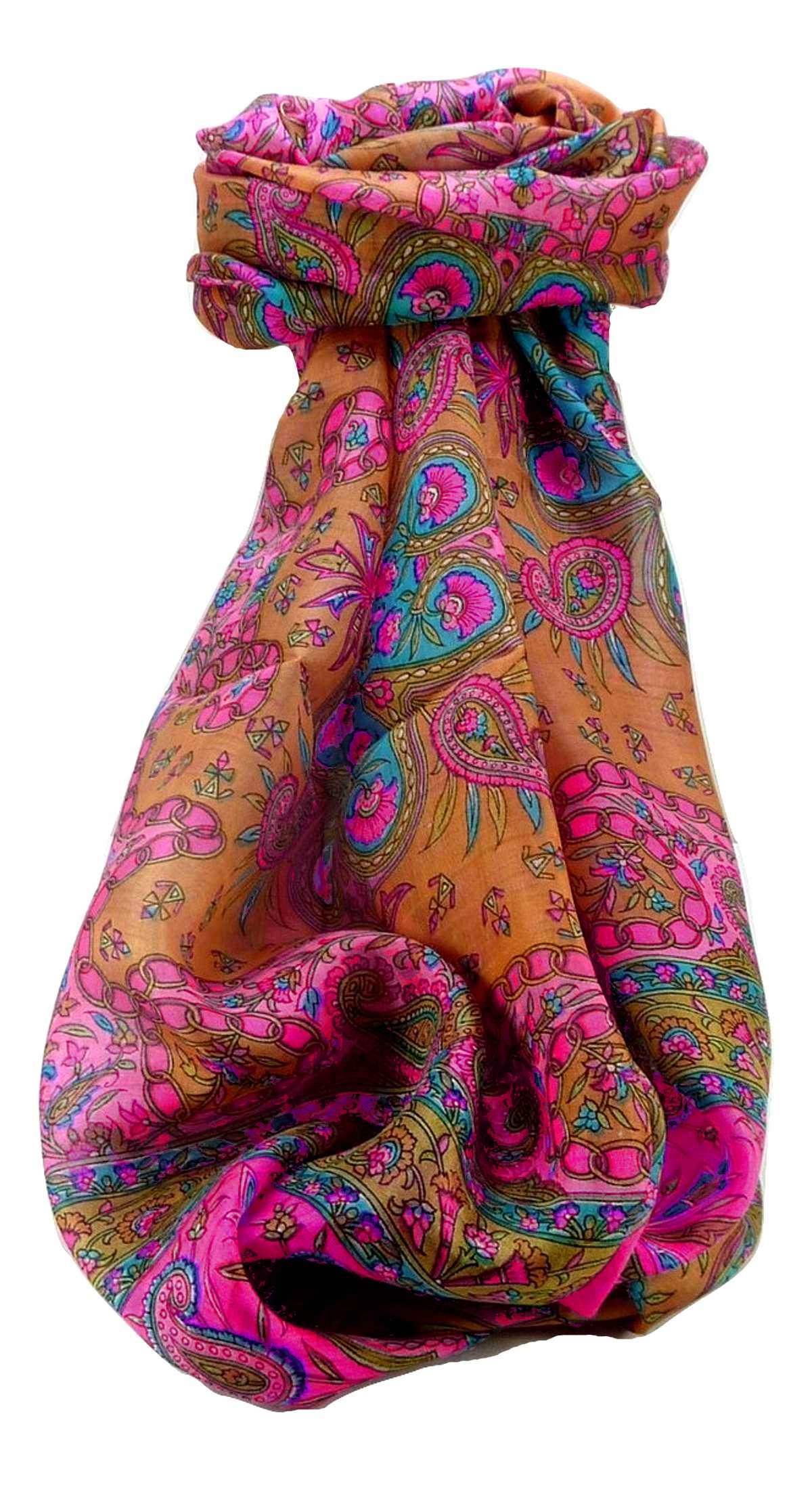 Tradizionale Sciarpa Longa di Seta Sarayu Pink di Pashmina & Silk