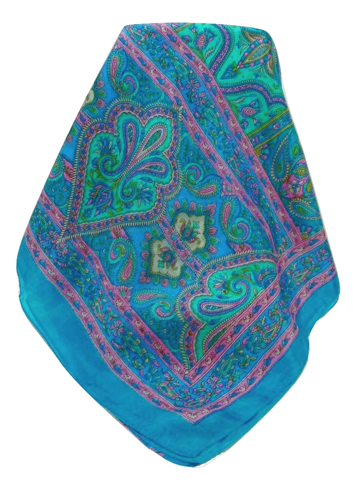 Mulberry Silk Traditional Long Scarf Daman Aqua by Pashmina & Silk