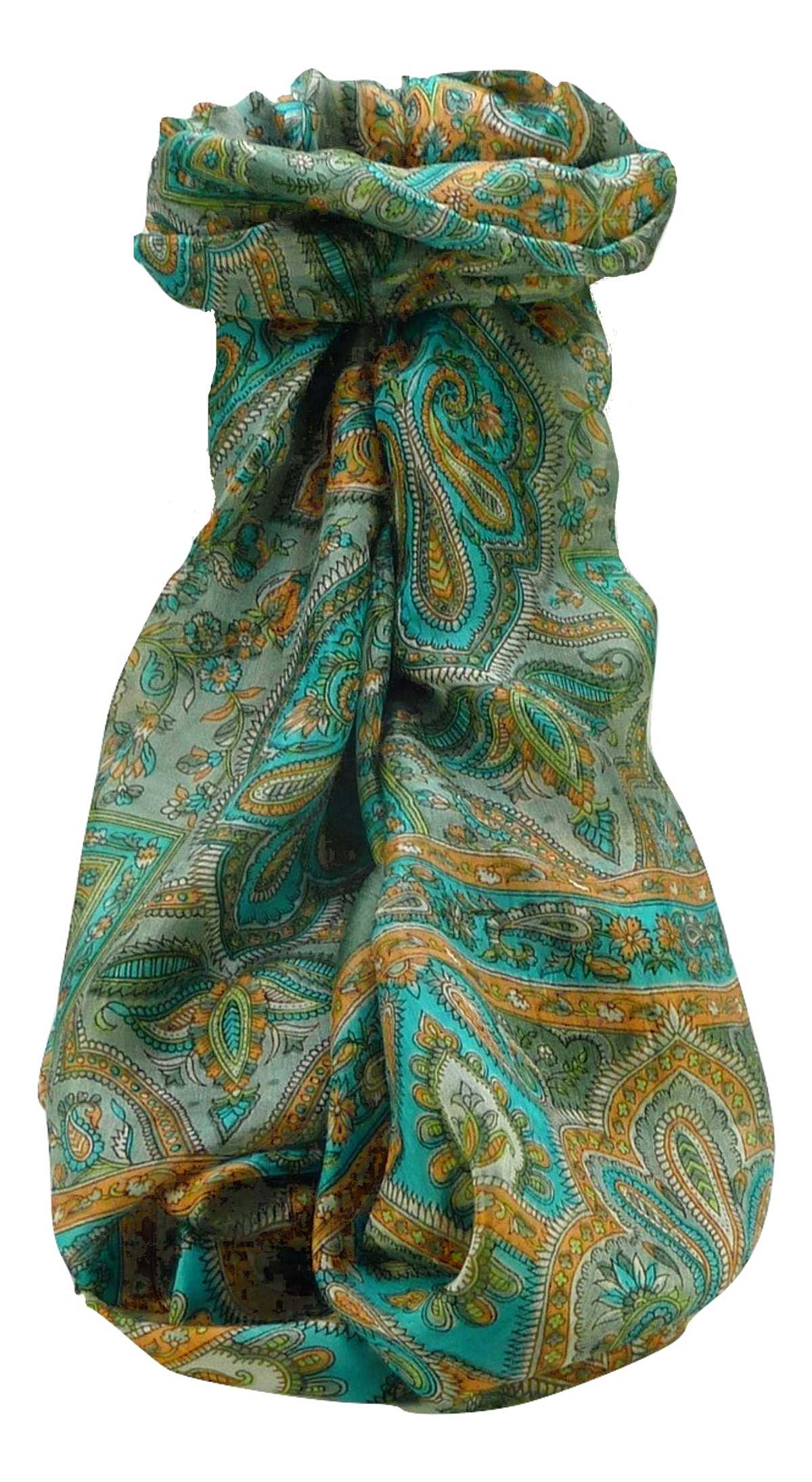 Mulberry Silk Traditional Long Scarf Daman Sage by Pashmina & Silk