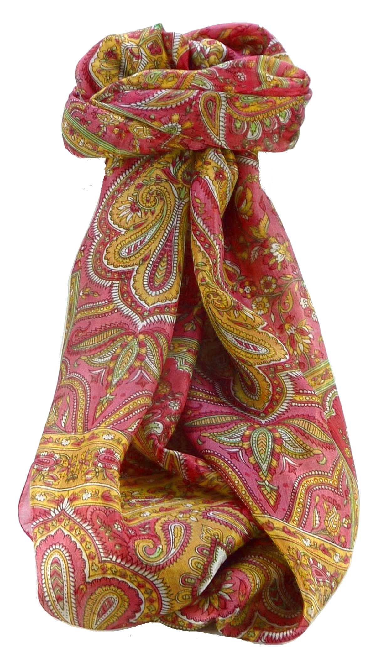 Mulberry Silk Traditional Long Scarf Daman Rose by Pashmina & Silk