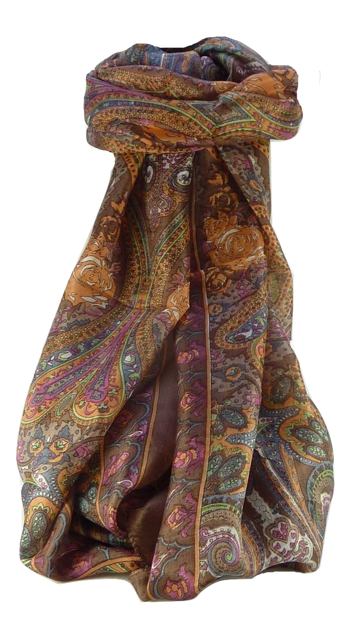 Foulard Traditional Soie de Mûrier Godavary Chestnut de Pashmina & Silk 