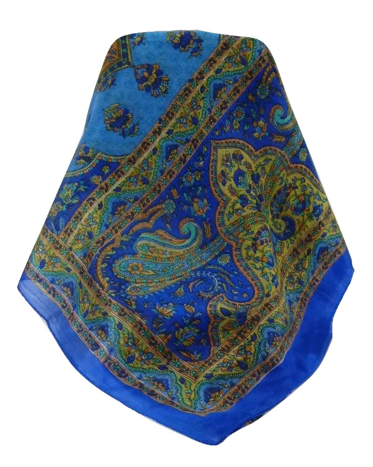 Tradizionale Sciarpa Longa di Seta Cauver Blue di Pashmina & Silk