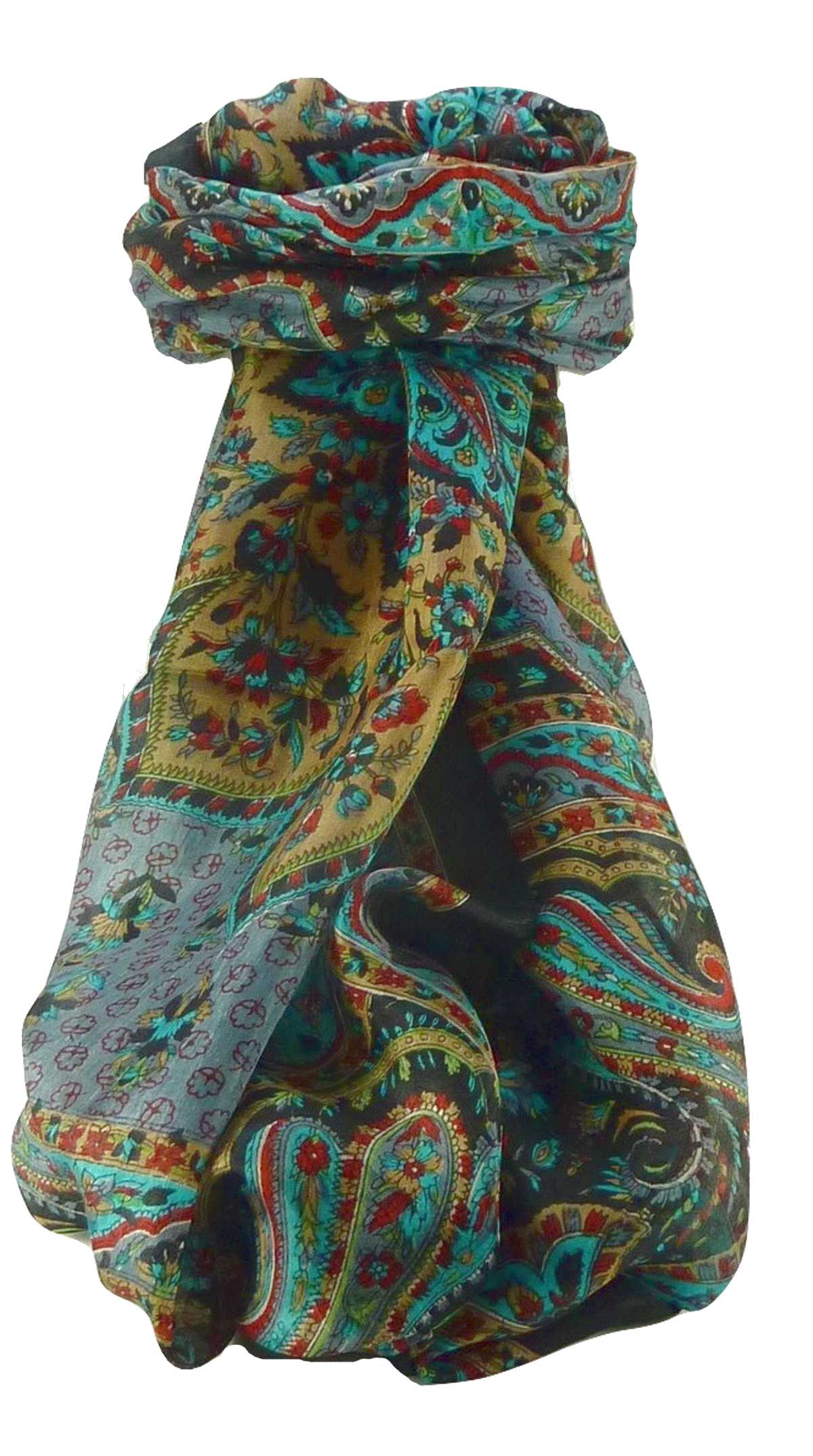Tradizionale Sciarpa Longa di Seta Cauver Black di Pashmina & Silk