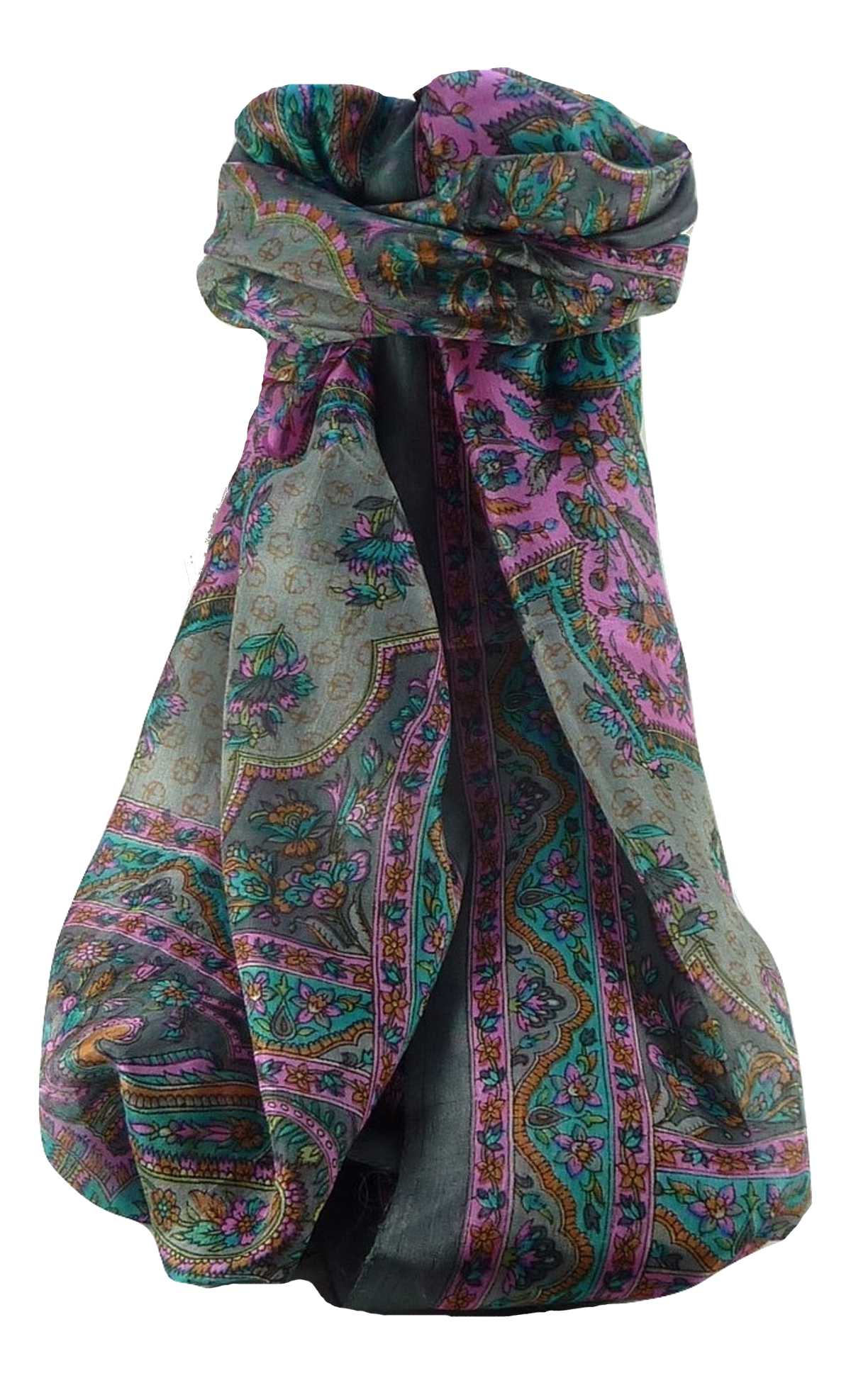 Tradizionale Sciarpa Longa di Seta Cauver Charcoal di Pashmina & Silk