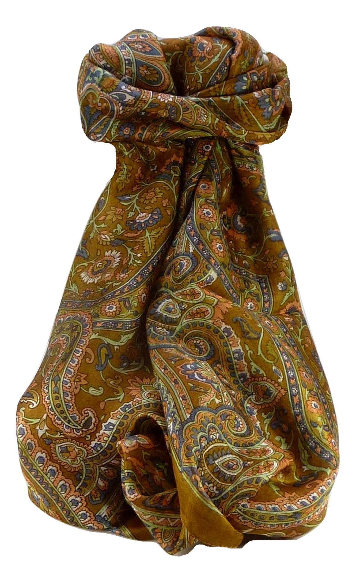 Tradizionale Sciarpa Longa di Seta Kareng Chestnut di Pashmina & Silk