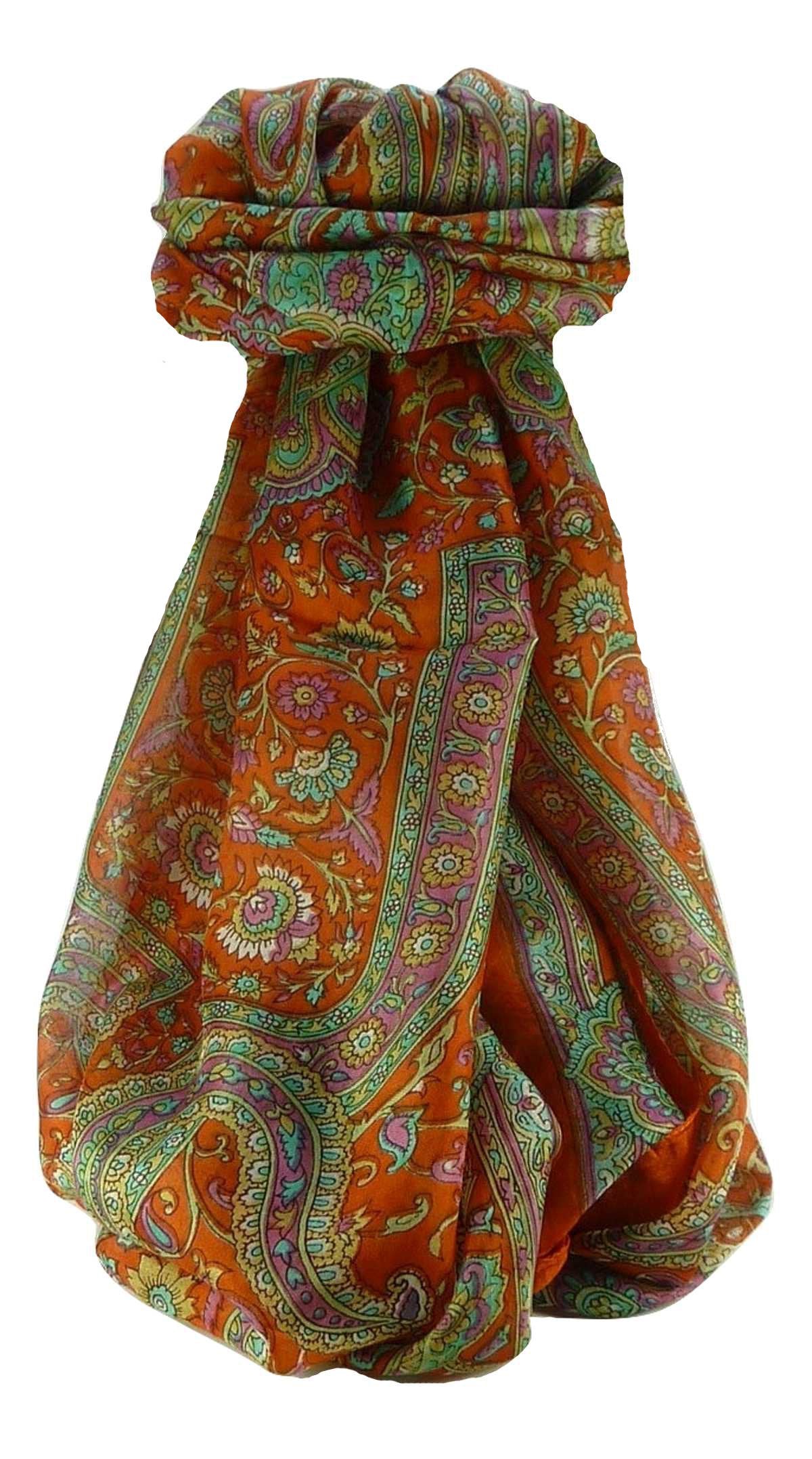 Tradizionale Sciarpa Longa di Seta Kareng Terracotta di Pashmina & Silk