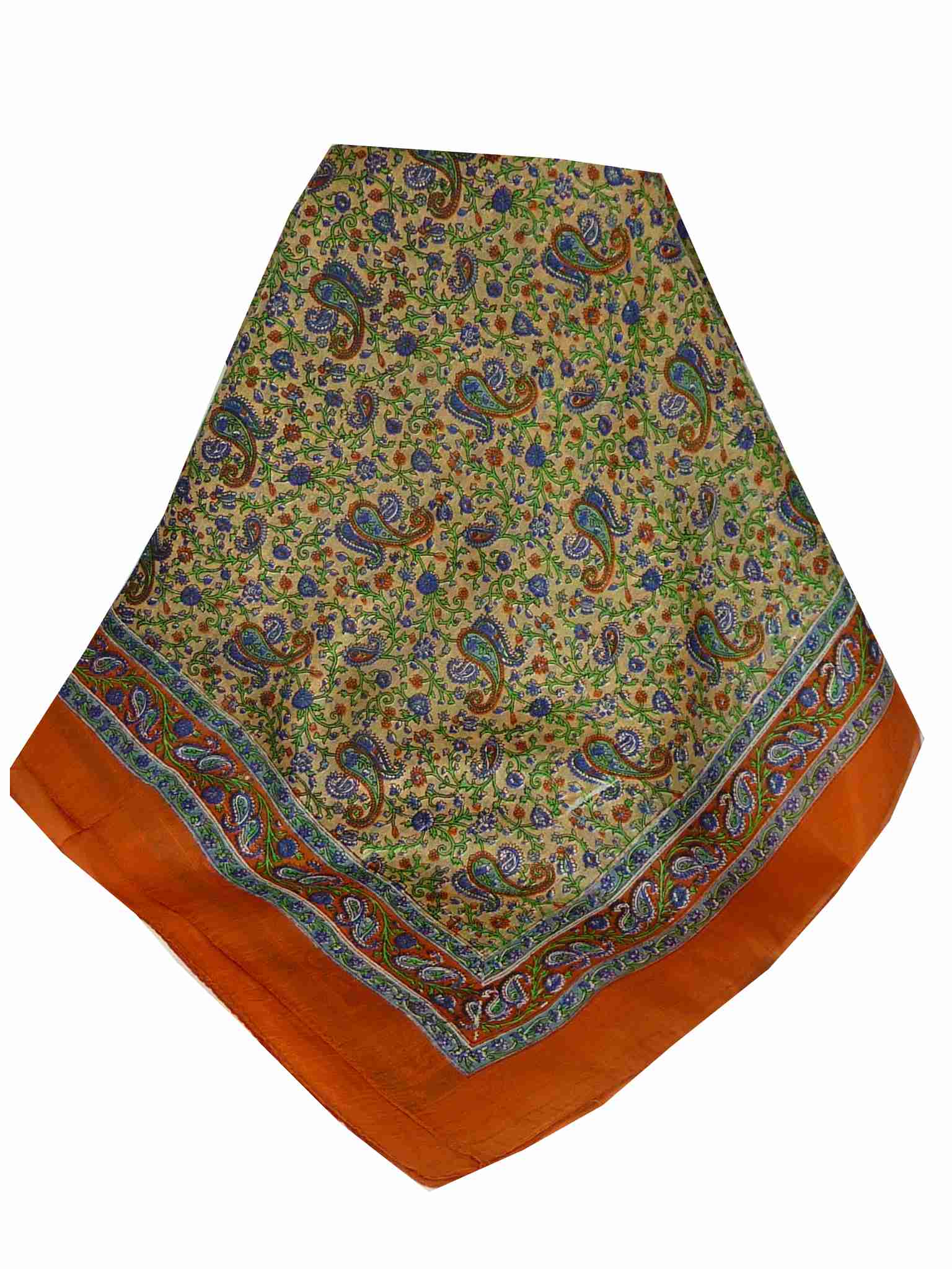 Tradizionale Sciarpa Quadrata di Seta Abbe Tangerine di Pashmina & Silk