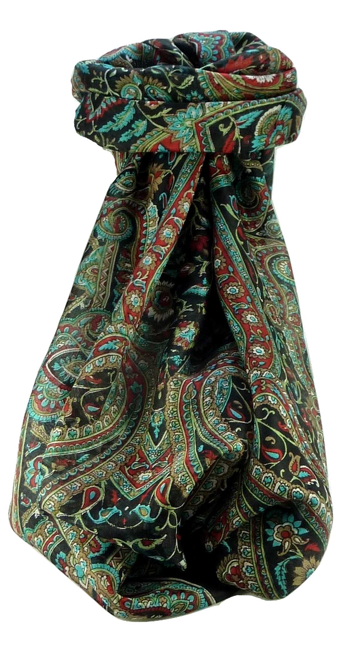 Tradizionale Sciarpa Longa di Seta Kareng Black di Pashmina & Silk
