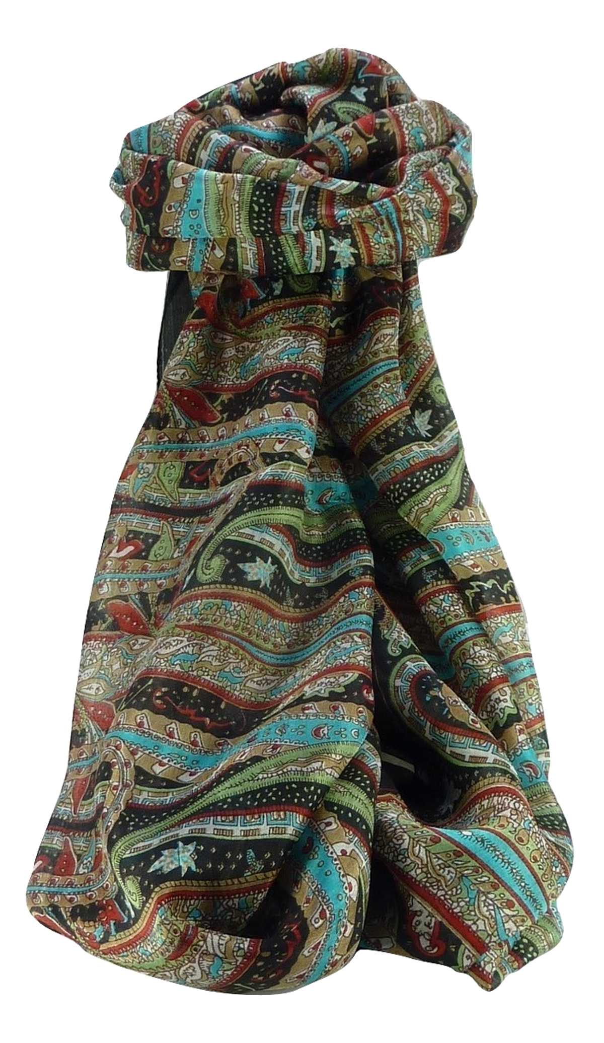 Foulard Traditional Soie de Mûrier Gosthani Black de Pashmina & Silk 