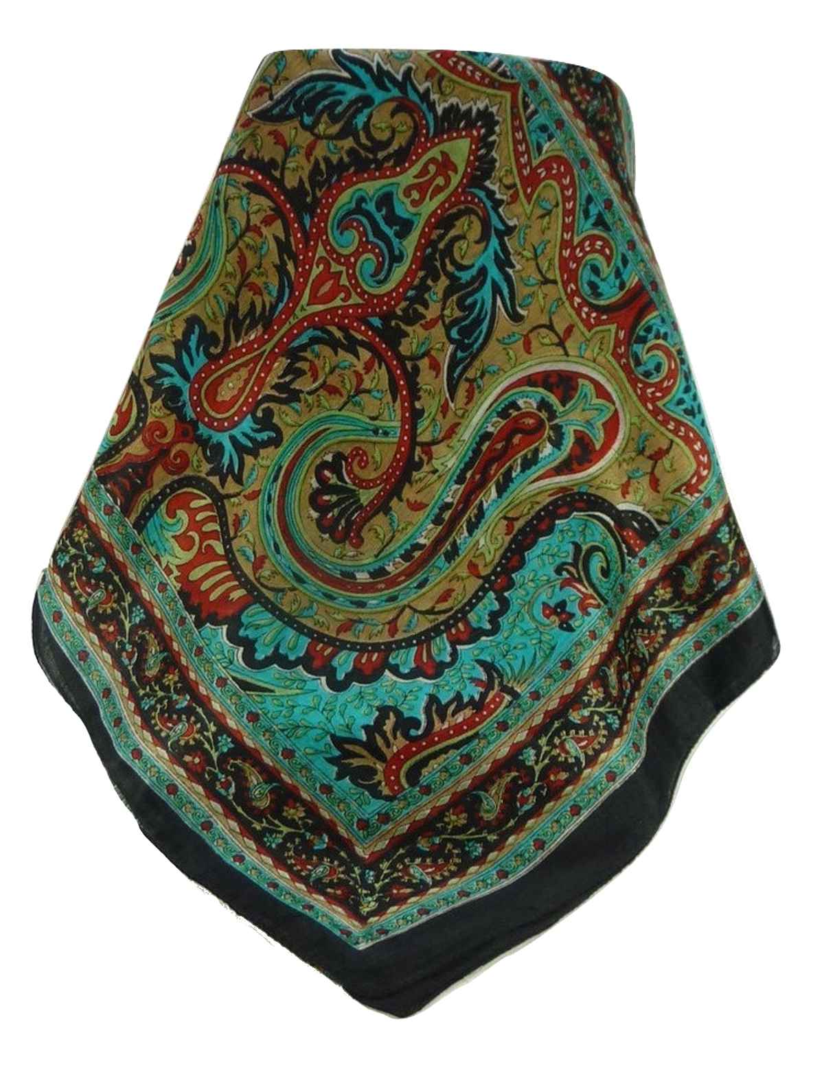 Mulberry Silk Traditional Long Scarf Ramnagar Black by Pashmina & Silk