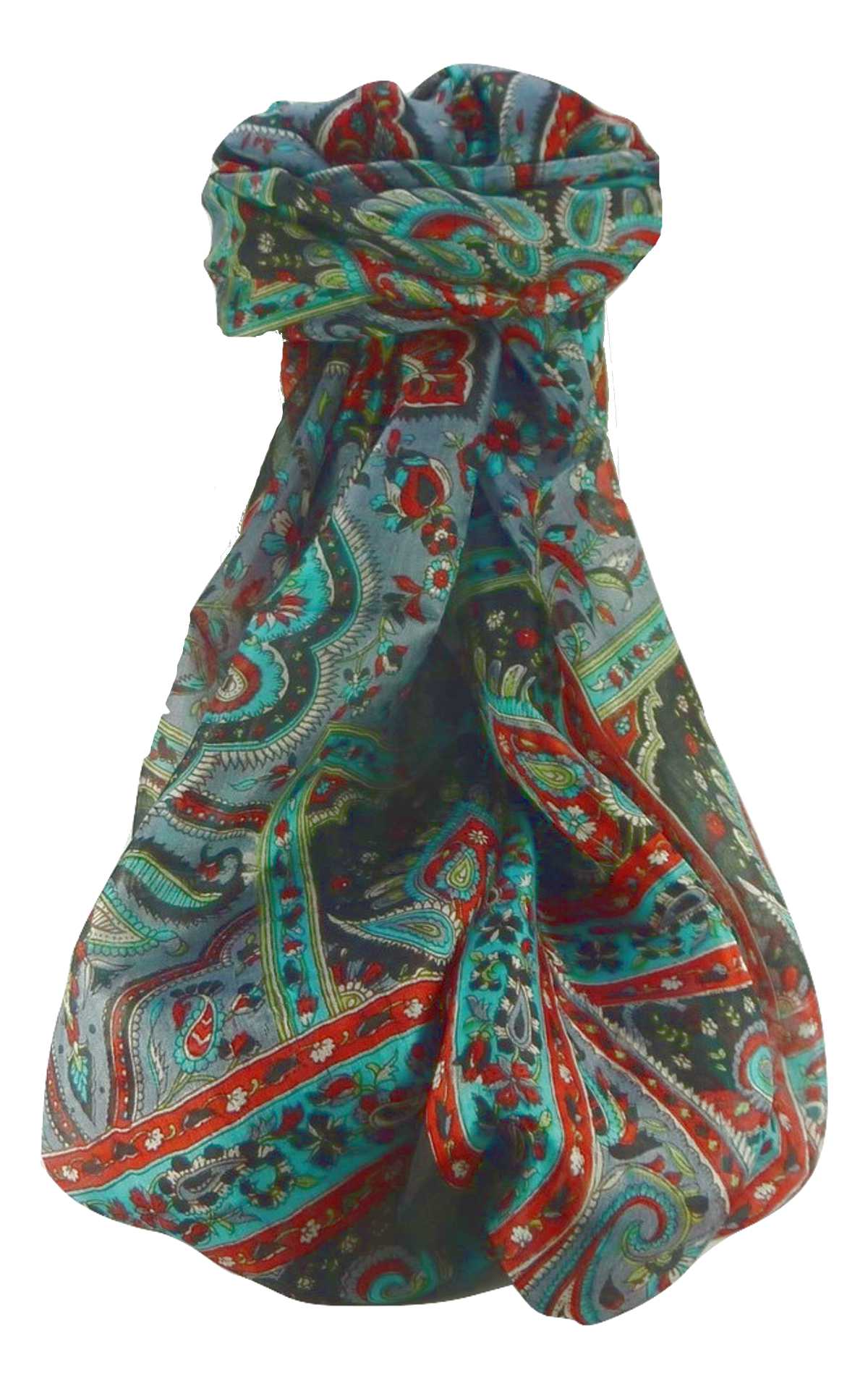 Mulberry Silk Traditional Long Scarf Madh Black by Pashmina & Silk