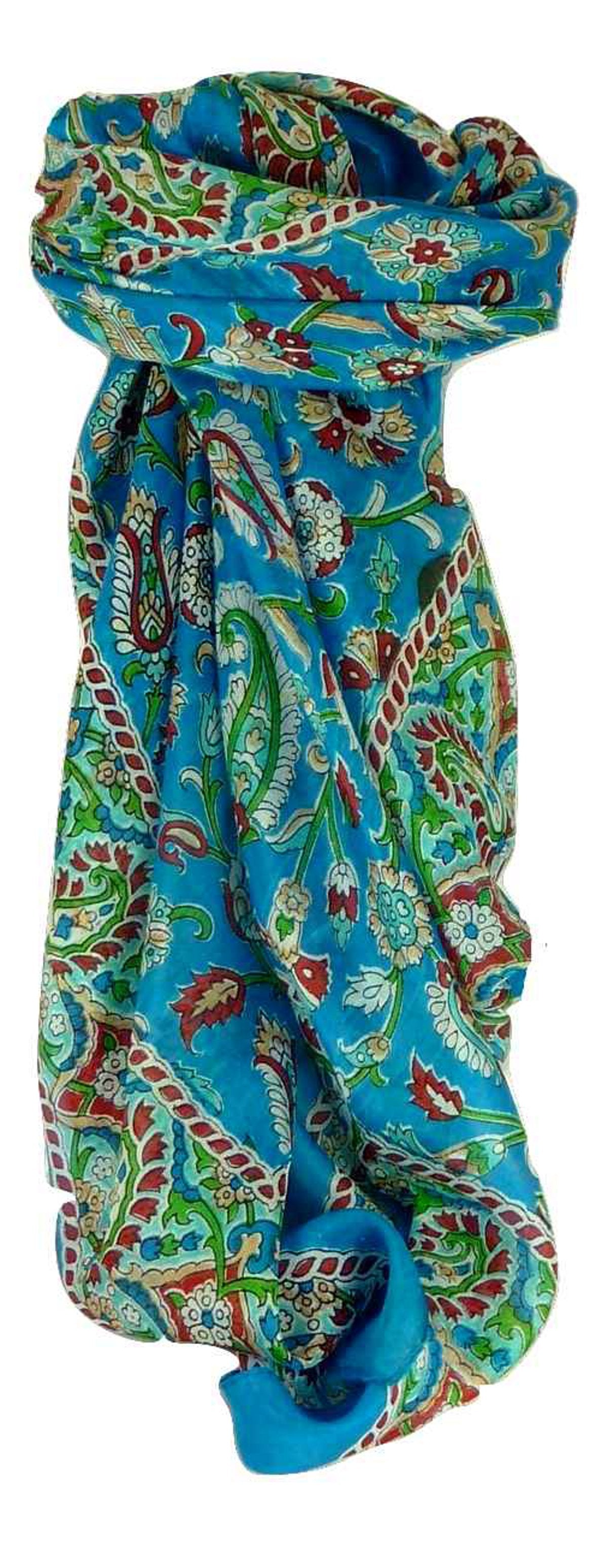 Mulberry Silk Traditional Square Scarf Sai Aquamarine by Pashmina & Silk