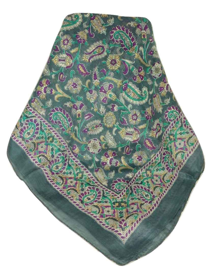 Mulberry Silk Traditional Square Scarf Sai Charcoal by Pashmina & Silk