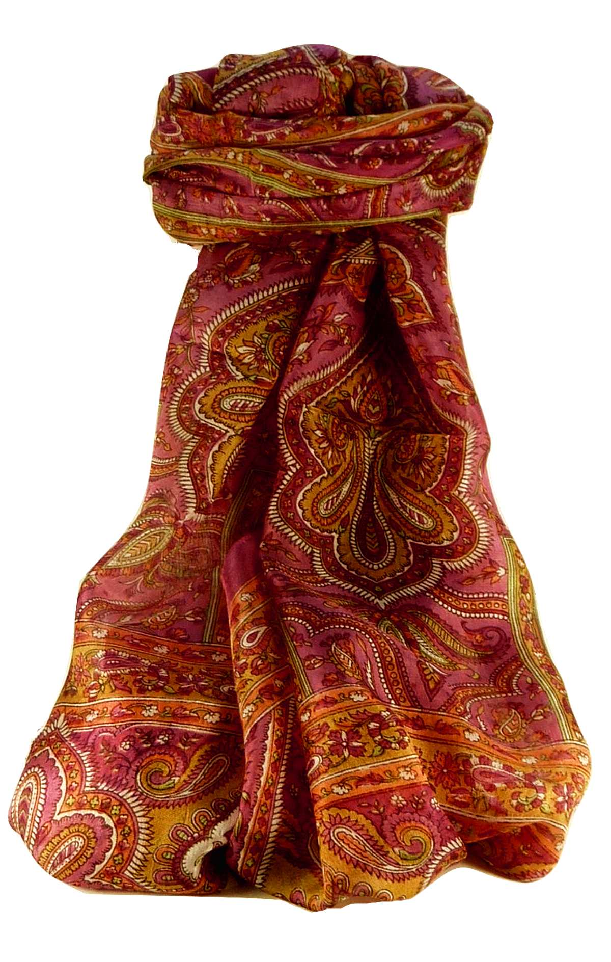 Mulberry Silk Traditional Long Scarf Madh Rose by Pashmina & Silk