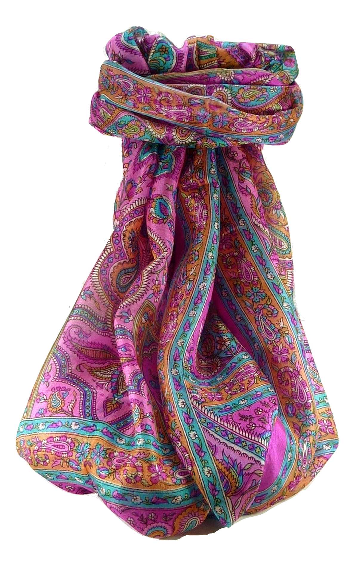 Mulberry Silk Traditional Long Scarf Madh Pink by Pashmina & Silk