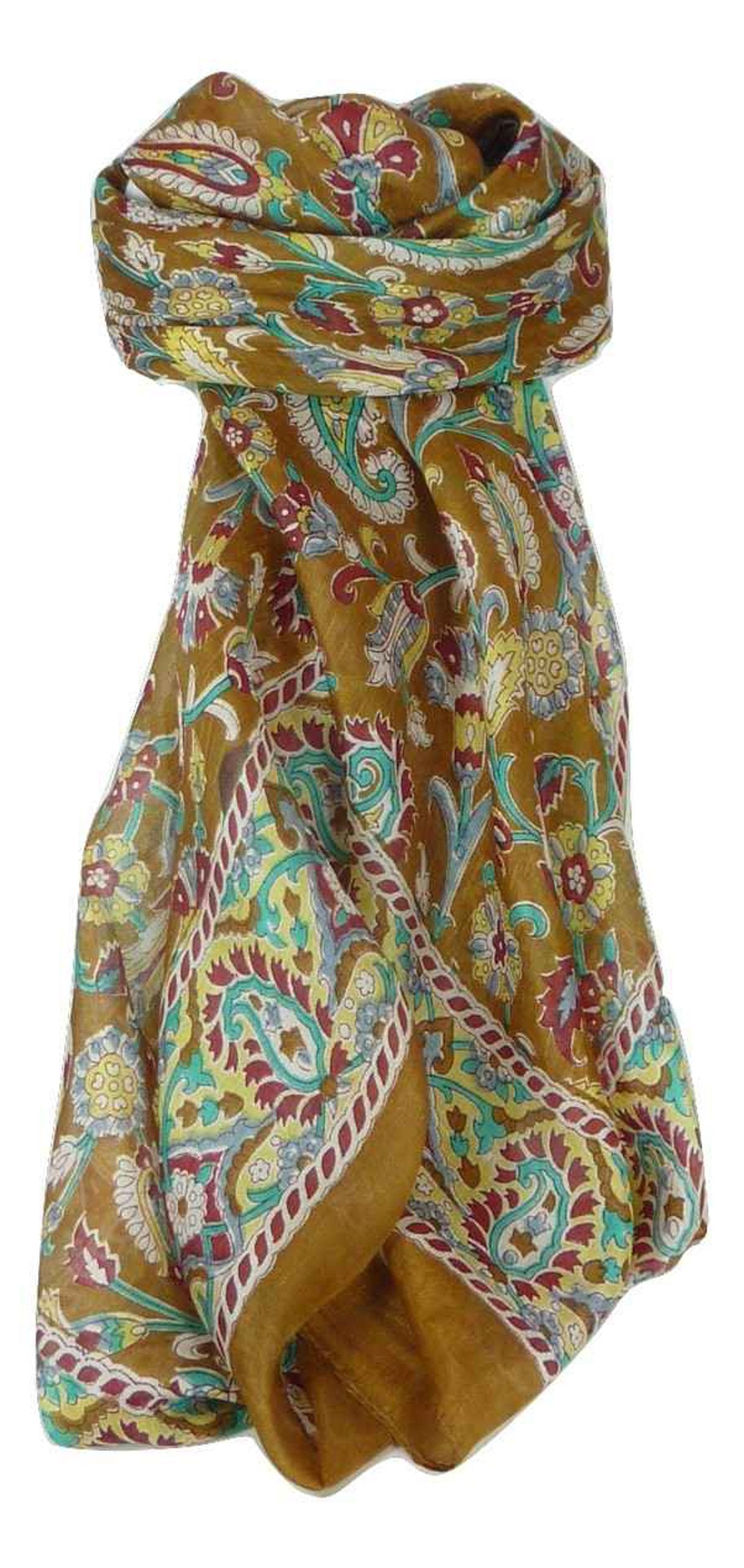 Mulberry Silk Traditional Square Scarf Sai Chestnut by Pashmina & Silk