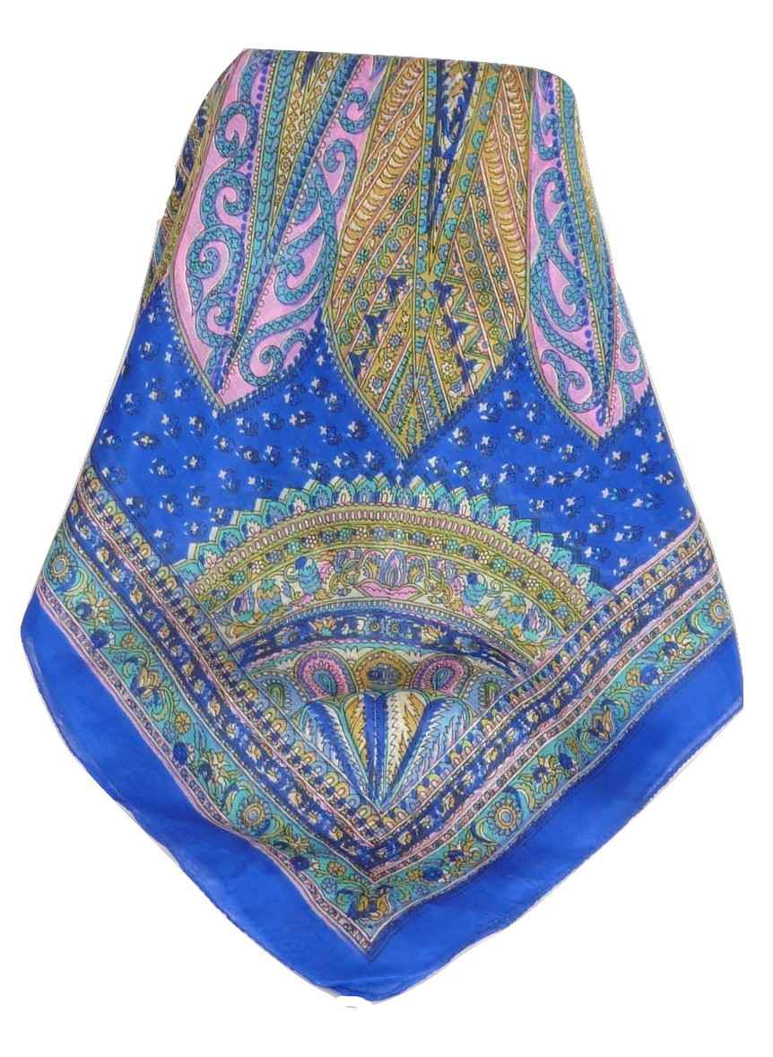 Tradizionale Sciarpa Quadrata di Seta Zilli Blue di Pashmina & Silk