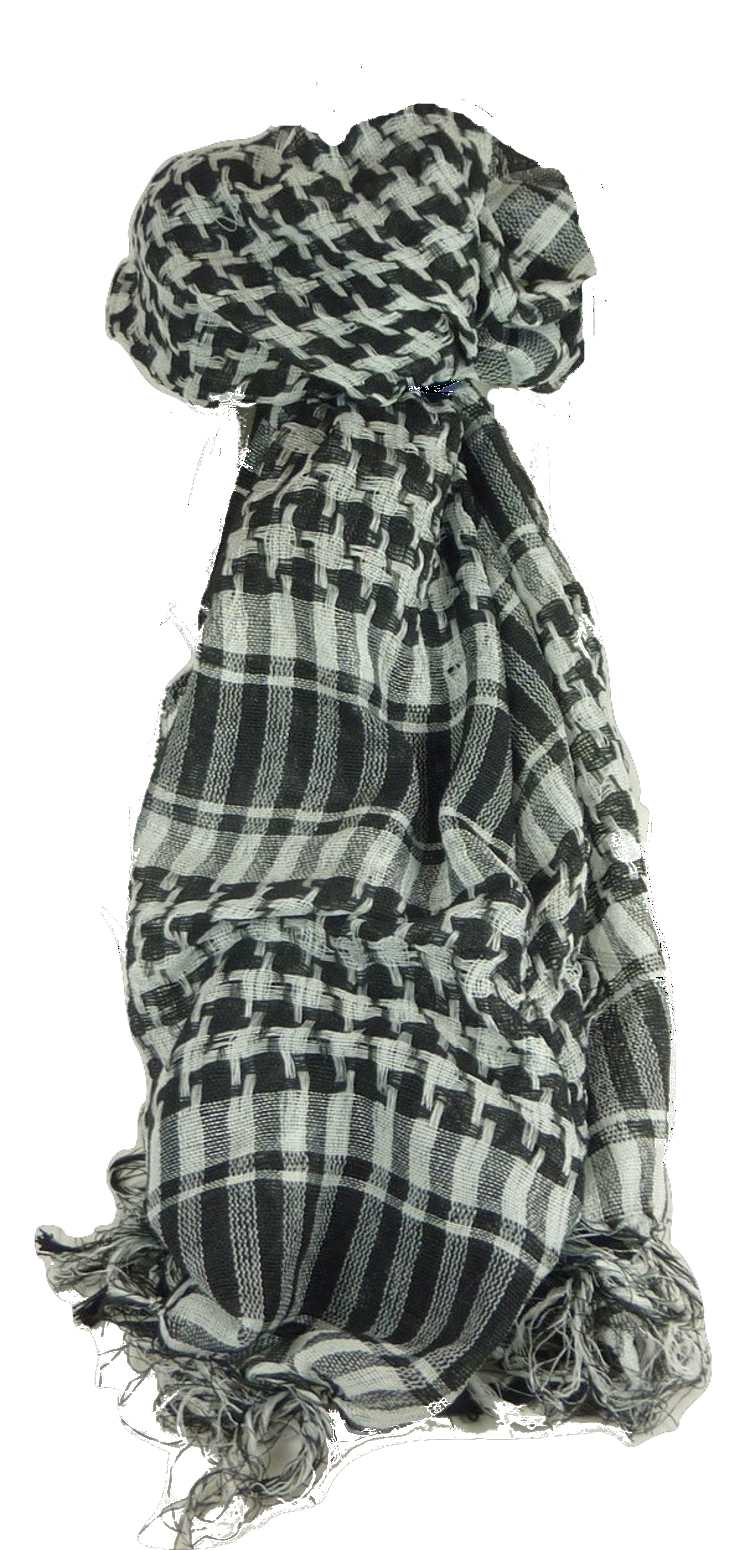 Keffiyeh Arab Grid Scarf Black & White by Pashmina & Silk