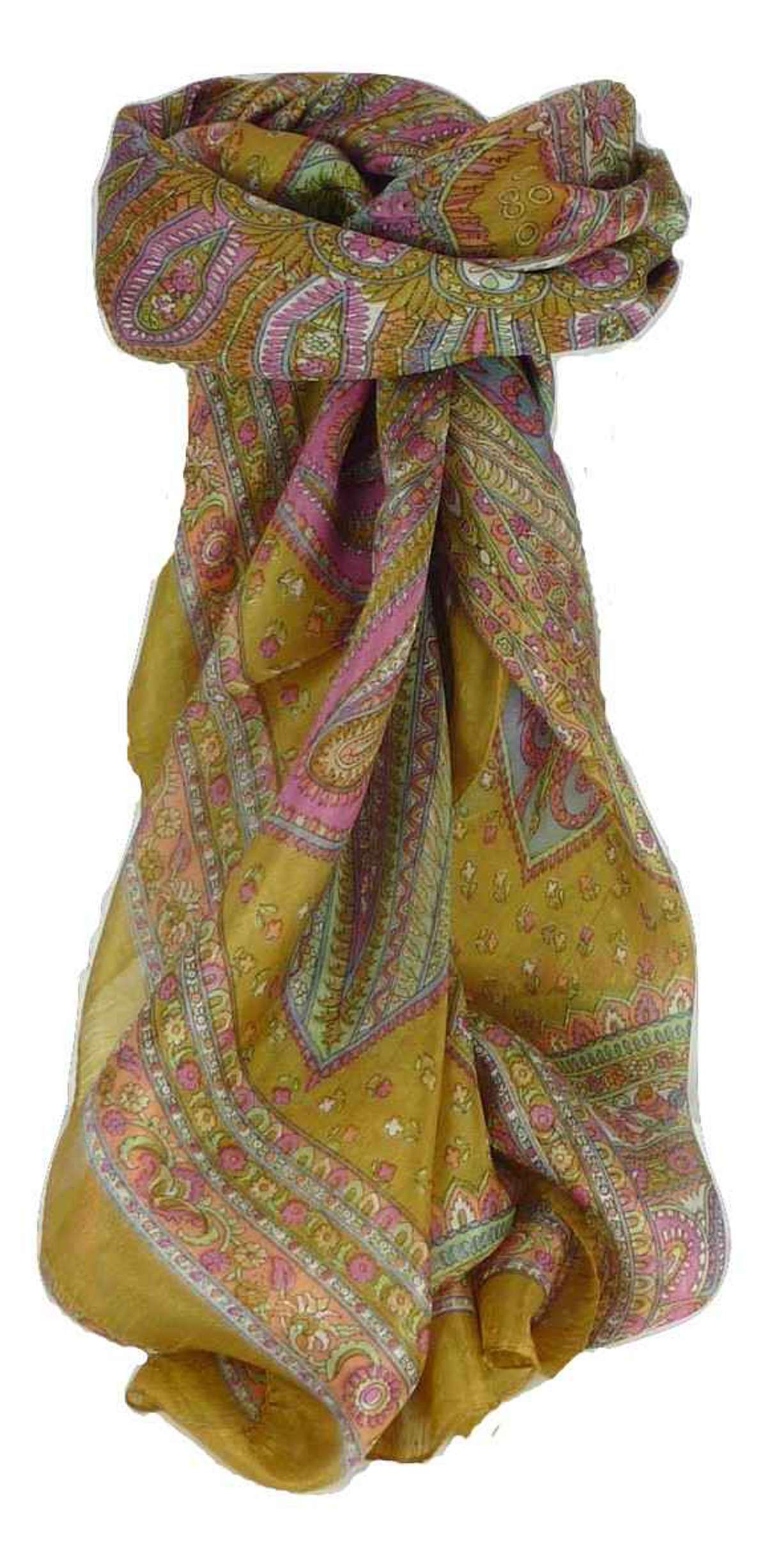 Tradizionale Sciarpa Quadrata di Seta Zilli Gold di Pashmina & Silk