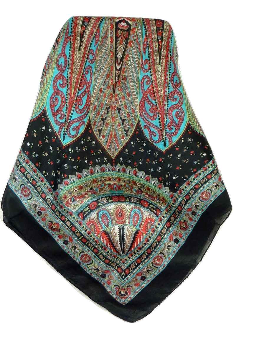 Tradizionale Sciarpa Quadrata di Seta Zilli Black di Pashmina & Silk