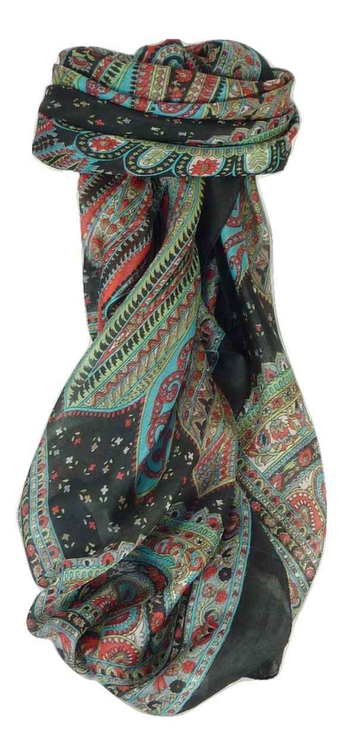 Tradizionale Sciarpa Quadrata di Seta Zilli Black di Pashmina & Silk