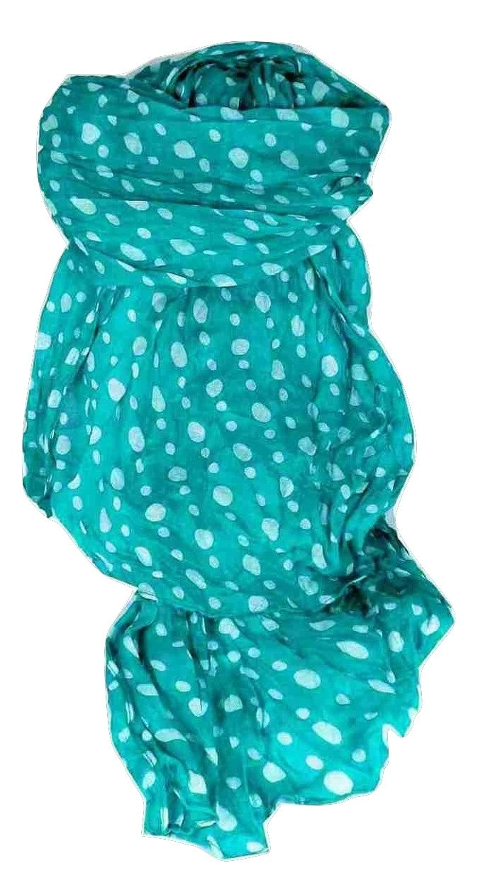 Simply Polka Dot" Chiffon Scarf Blue with White Spots by Pashmina & Silk