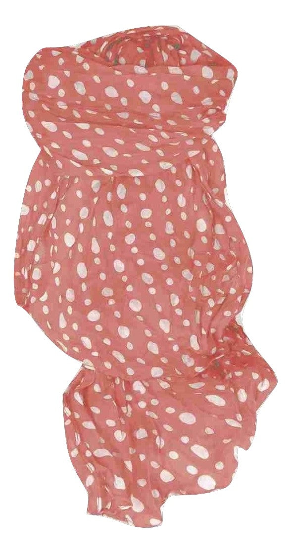 Simply Polka Dot" Chiffon Scarf Peach with White Spots by Pashmina & Silk