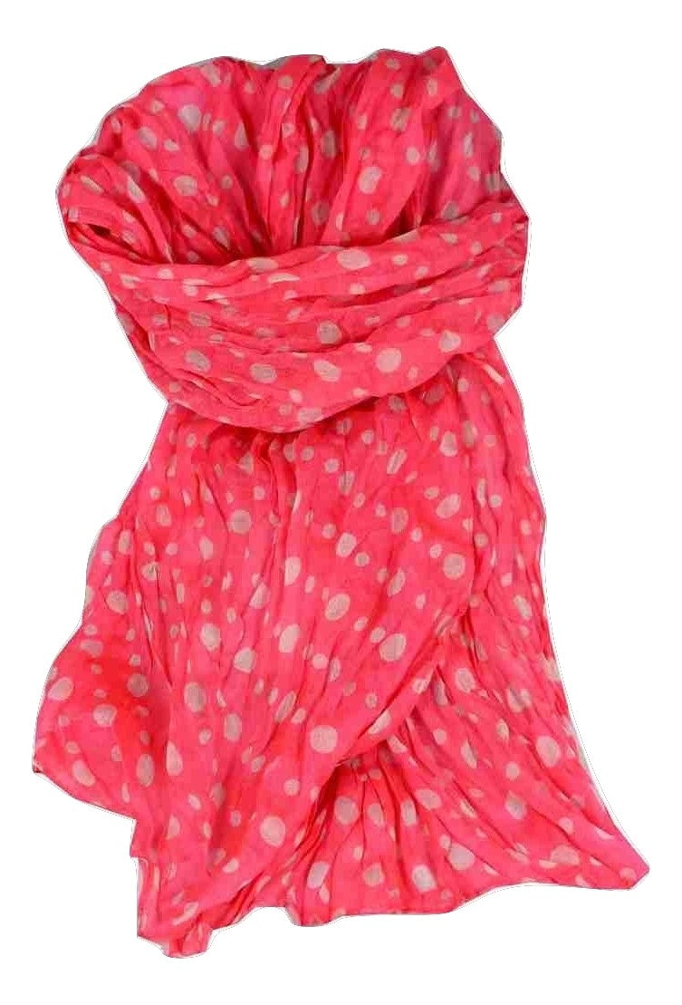 Simply Polka Dot" Chiffon Scarf Pink with White Spots by Pashmina & Silk