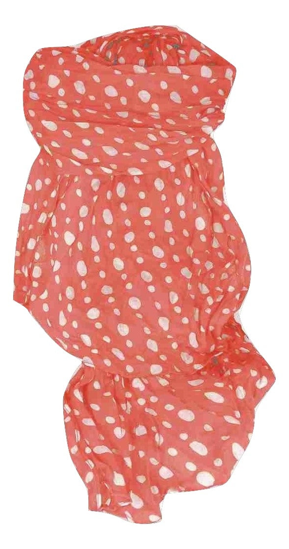 Simply Polka Dot" Chiffon Scarf Rose with White Spots by Pashmina & Silk