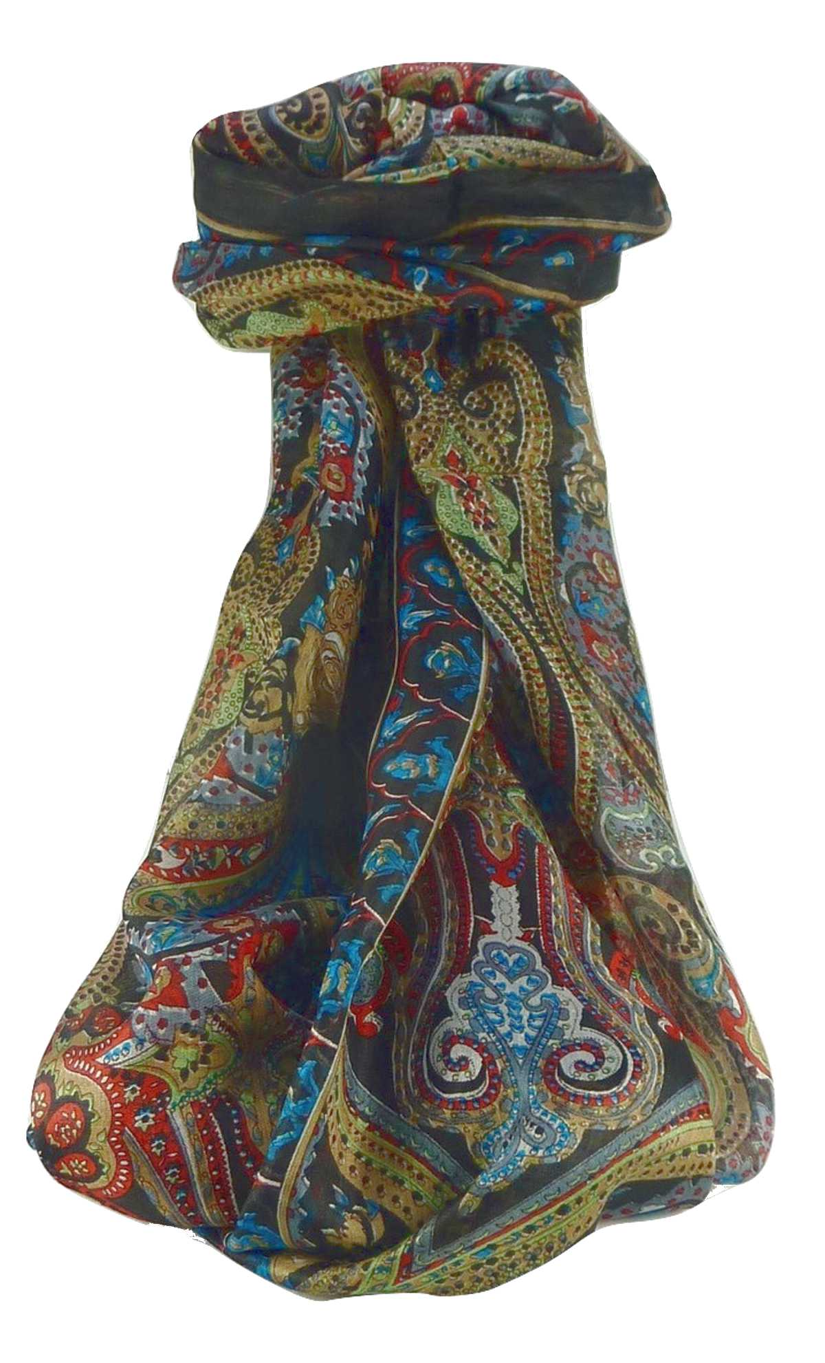Foulard Traditional Soie de Mûrier Worli Black de Pashmina & Silk 