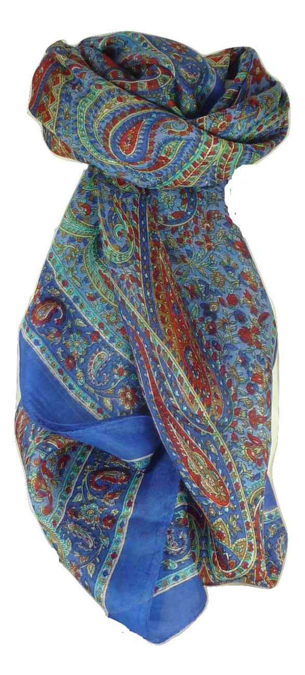 Mulberry Silk Traditional Square Scarf Zorn Blue by Pashmina & Silk