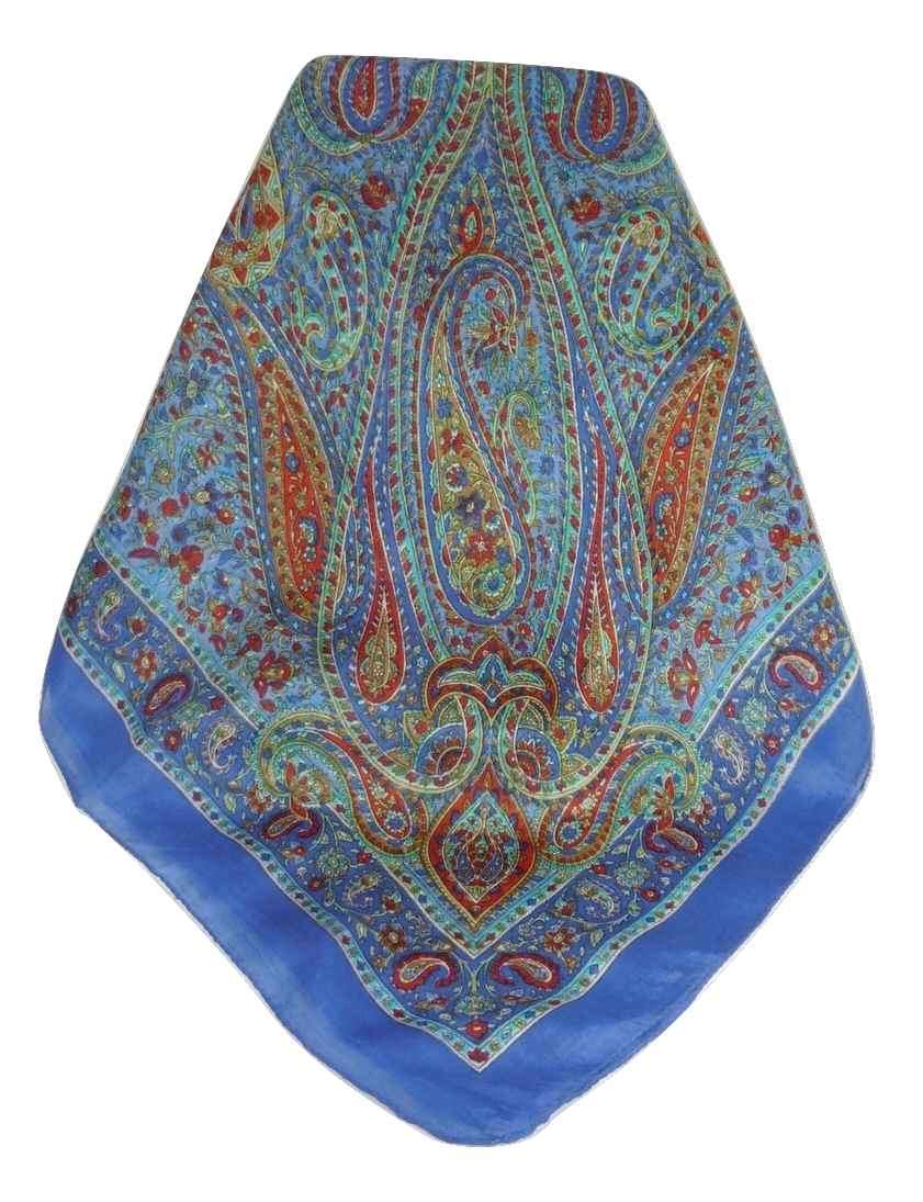 Mulberry Silk Traditional Square Scarf Zorn Blue by Pashmina & Silk