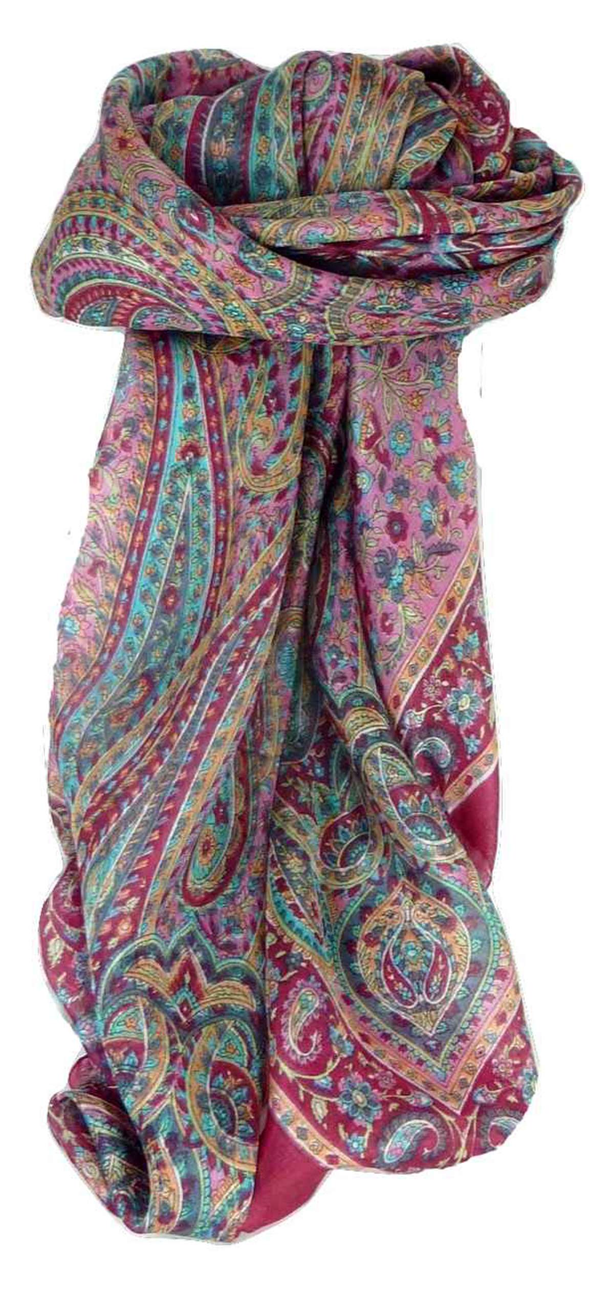 Mulberry Silk Traditional Square Scarf Zorn Carnation by Pashmina & Silk