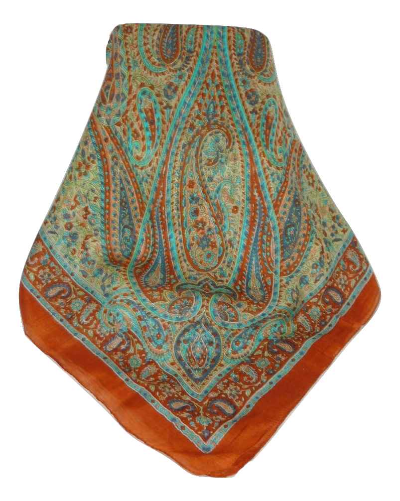 Mulberry Silk Traditional Square Scarf Zorn Copper by Pashmina & Silk