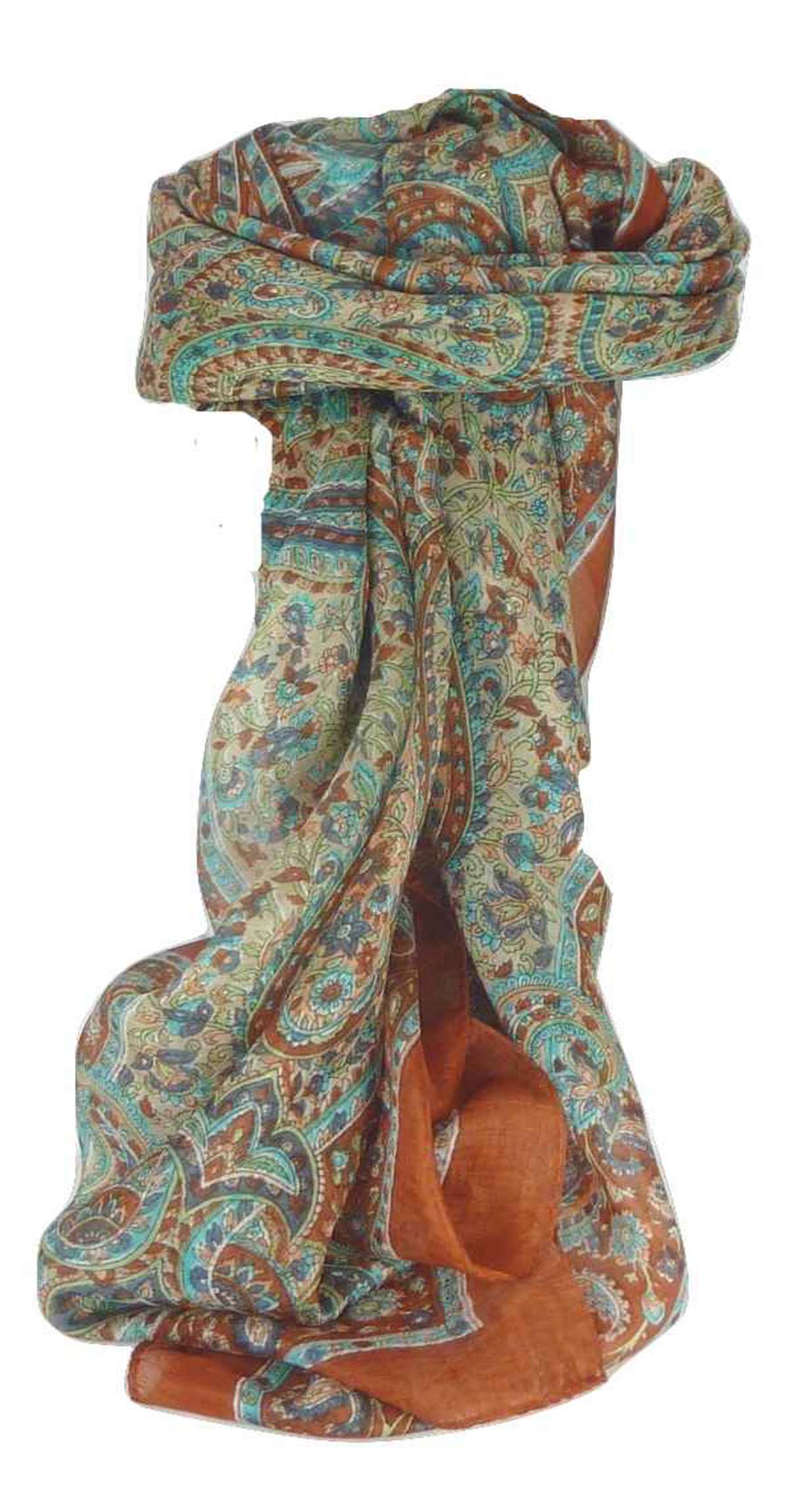 Mulberry Silk Traditional Square Scarf Zorn Copper by Pashmina & Silk