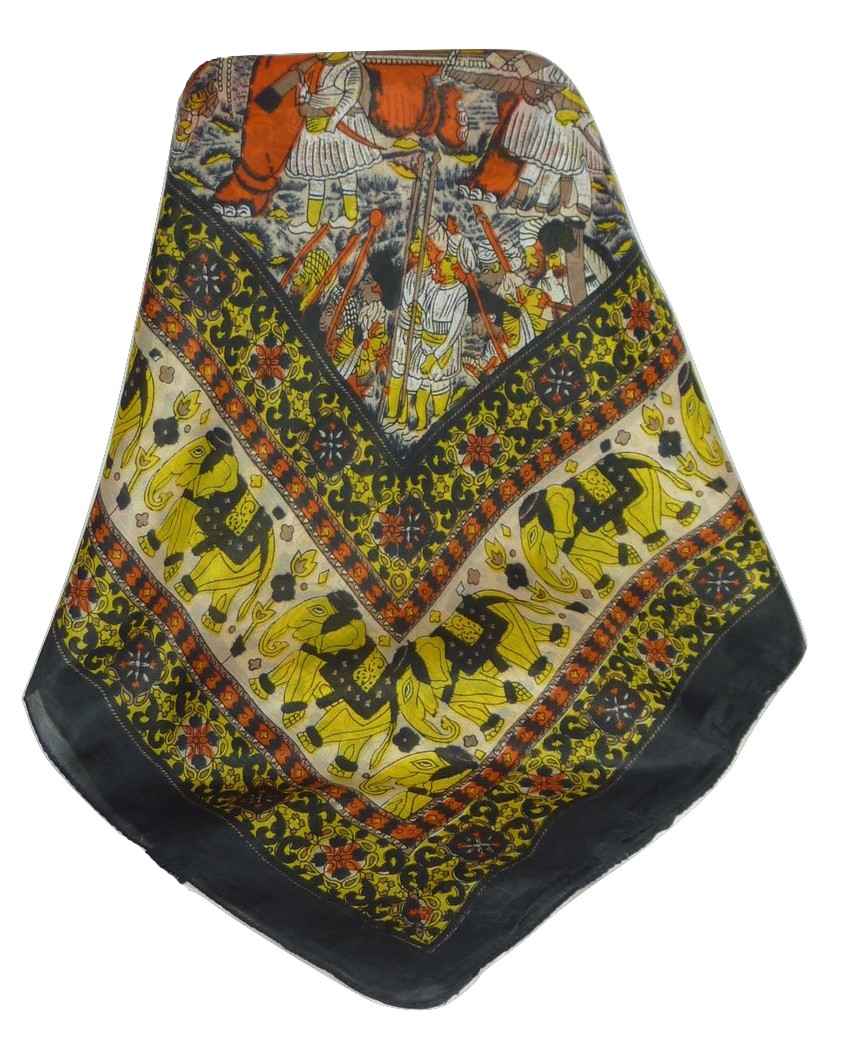 Tradizionale Sciarpa Quadrata di Seta Usman Black di Pashmina & Silk