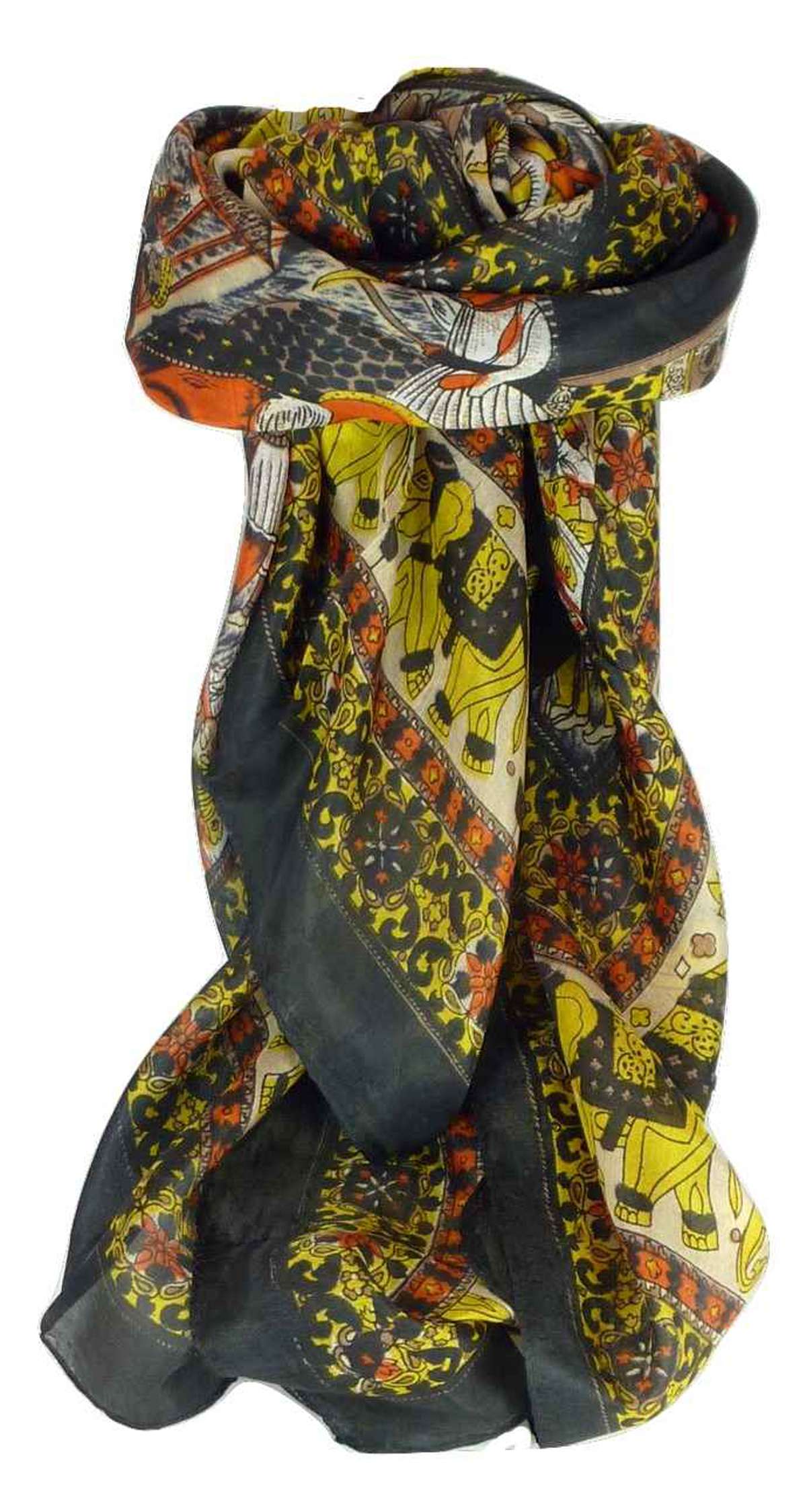 Tradizionale Sciarpa Quadrata di Seta Usman Carnation di Pashmina & Silk