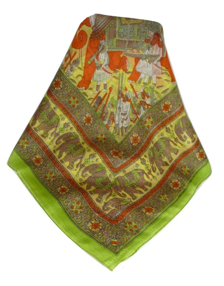 Tradizionale Sciarpa Quadrata di Seta Usman Sage di Pashmina & Silk