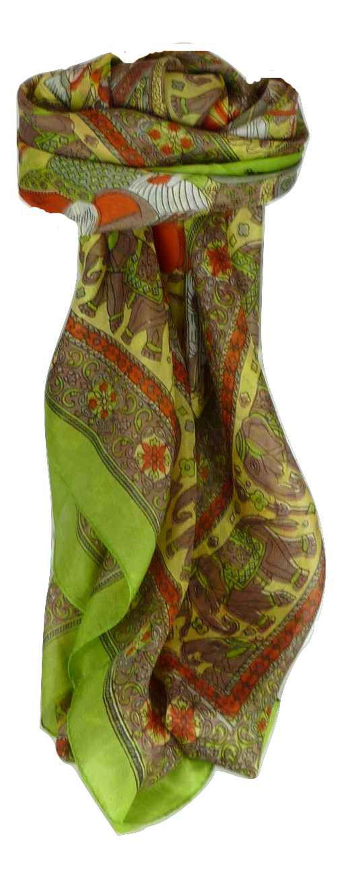 Tradizionale Sciarpa Quadrata di Seta Usman Sage di Pashmina & Silk