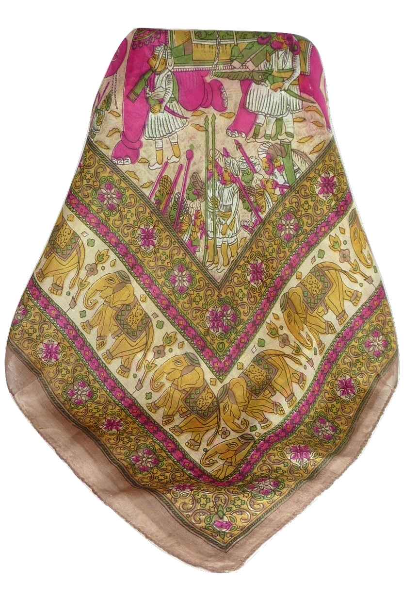 Tradizionale Sciarpa Quadrata di Seta Usman Chestnut di Pashmina & Silk