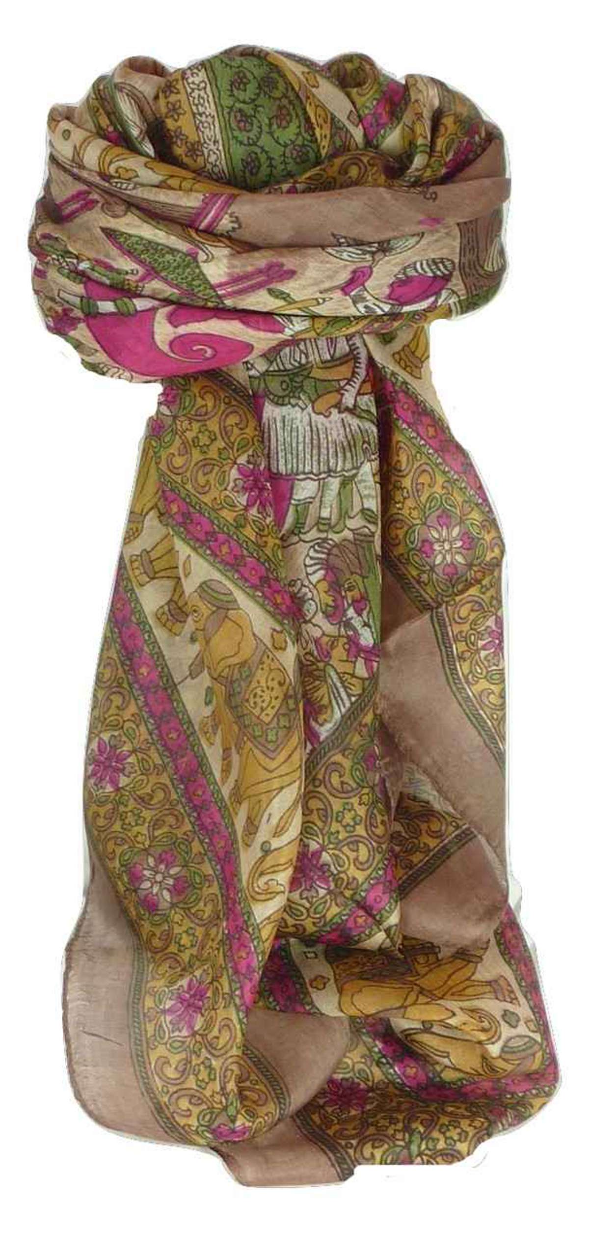 Tradizionale Sciarpa Quadrata di Seta Usman Chestnut di Pashmina & Silk